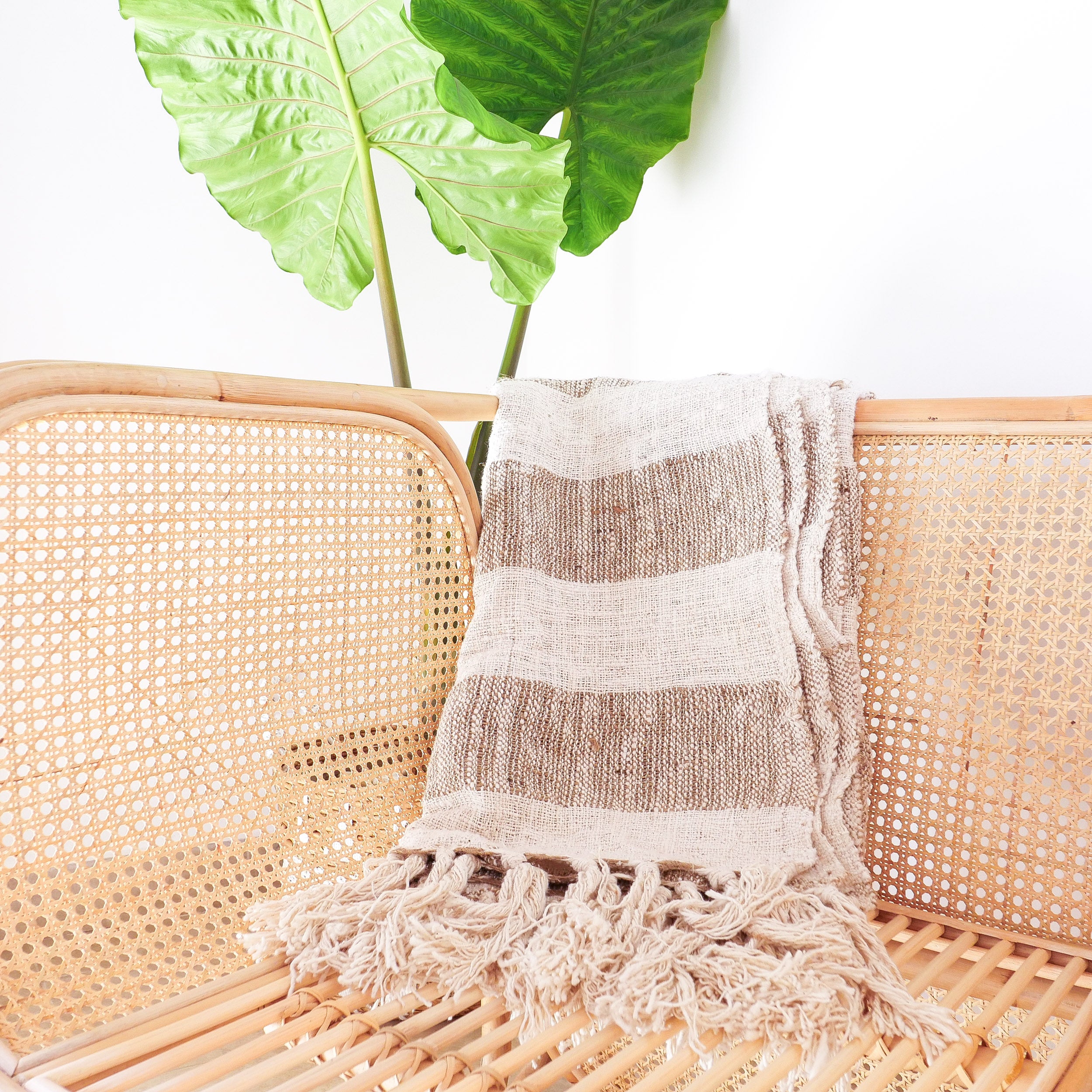 Raw cotton linen throw blanket