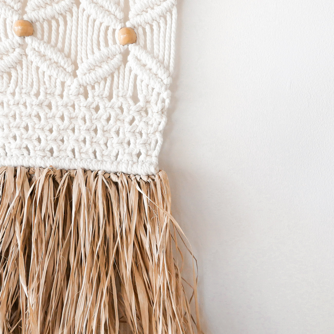 Large raffia and macrame wall decor
