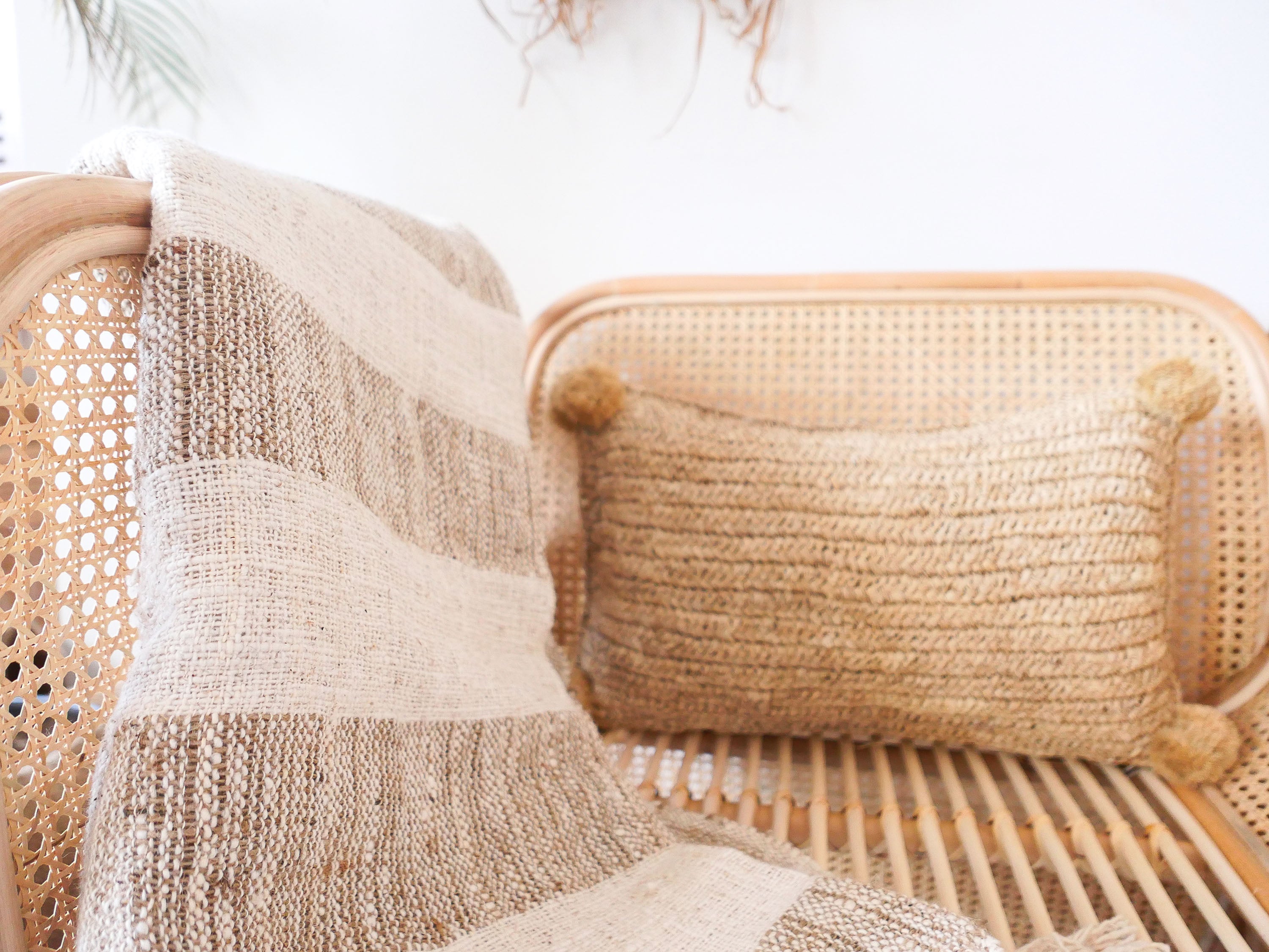 Raw cotton linen throw blanket
