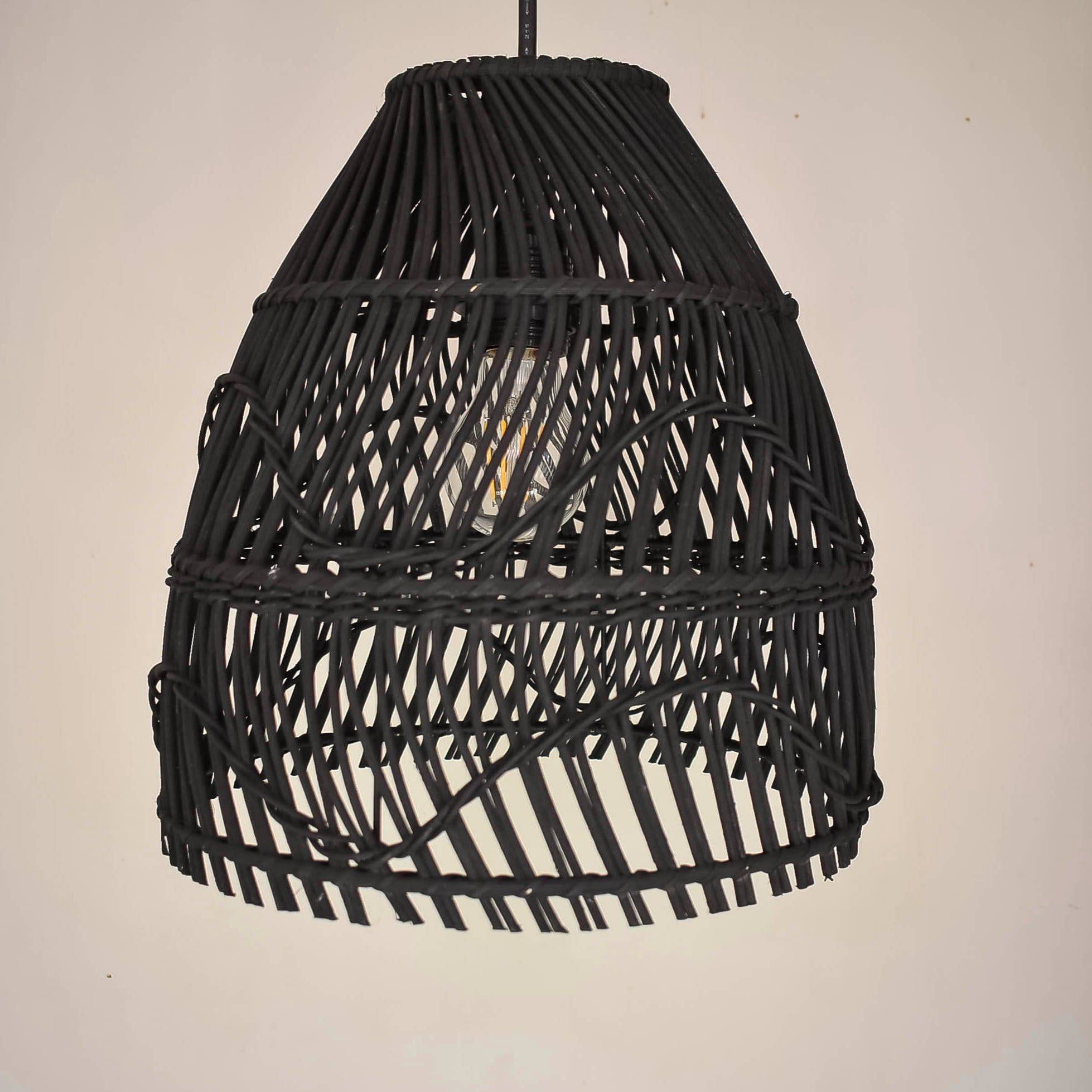 Buna ken Lampshade Black - Rattan Lampshade | Joglo Living