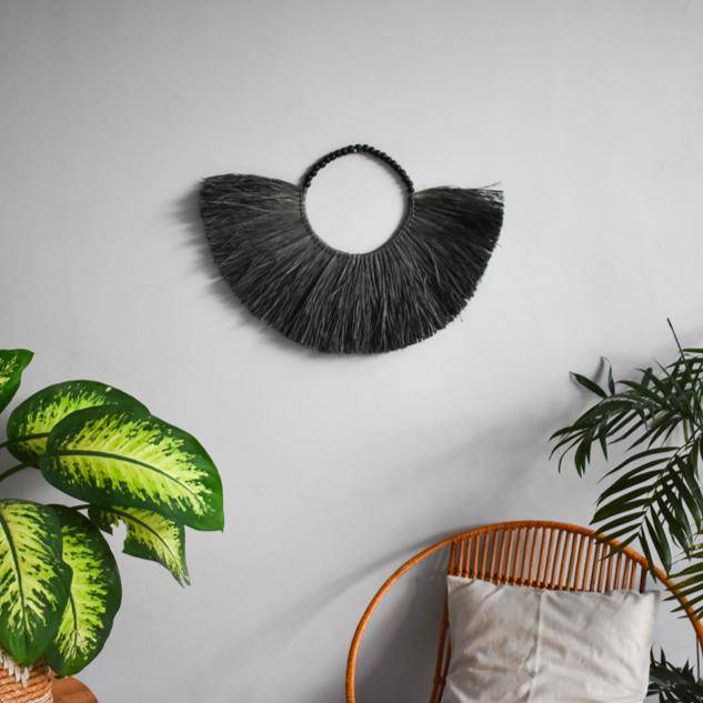 Hoga - Raffia Wall Hanging Black | Joglo Living