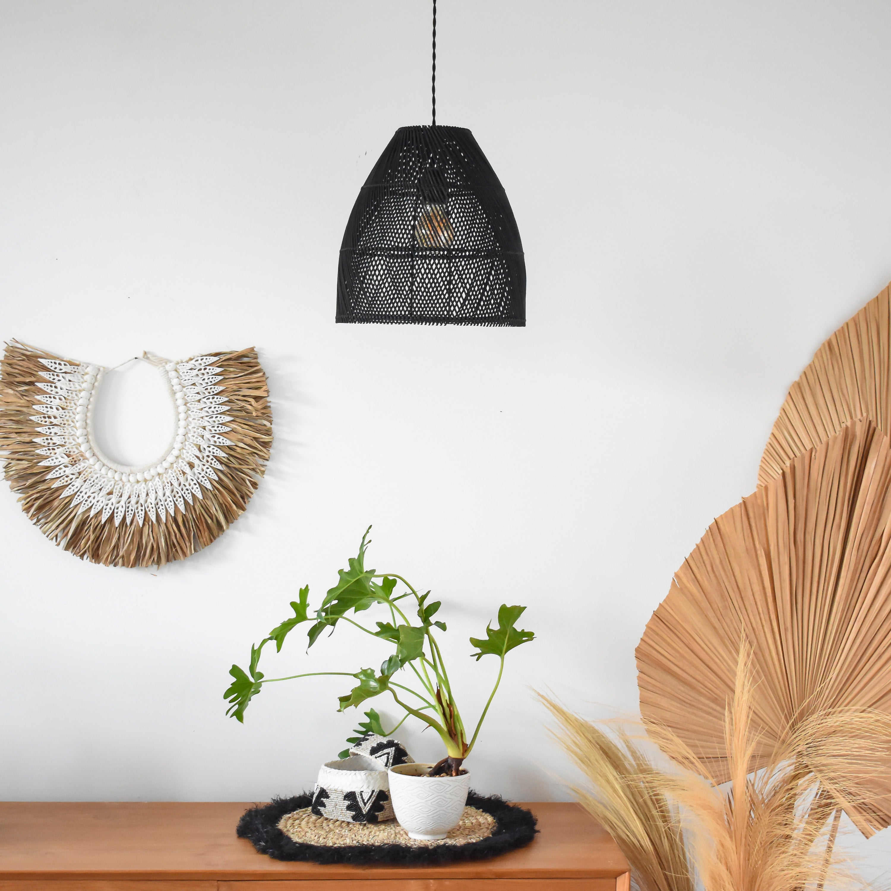 Sumba black rattan lampshade