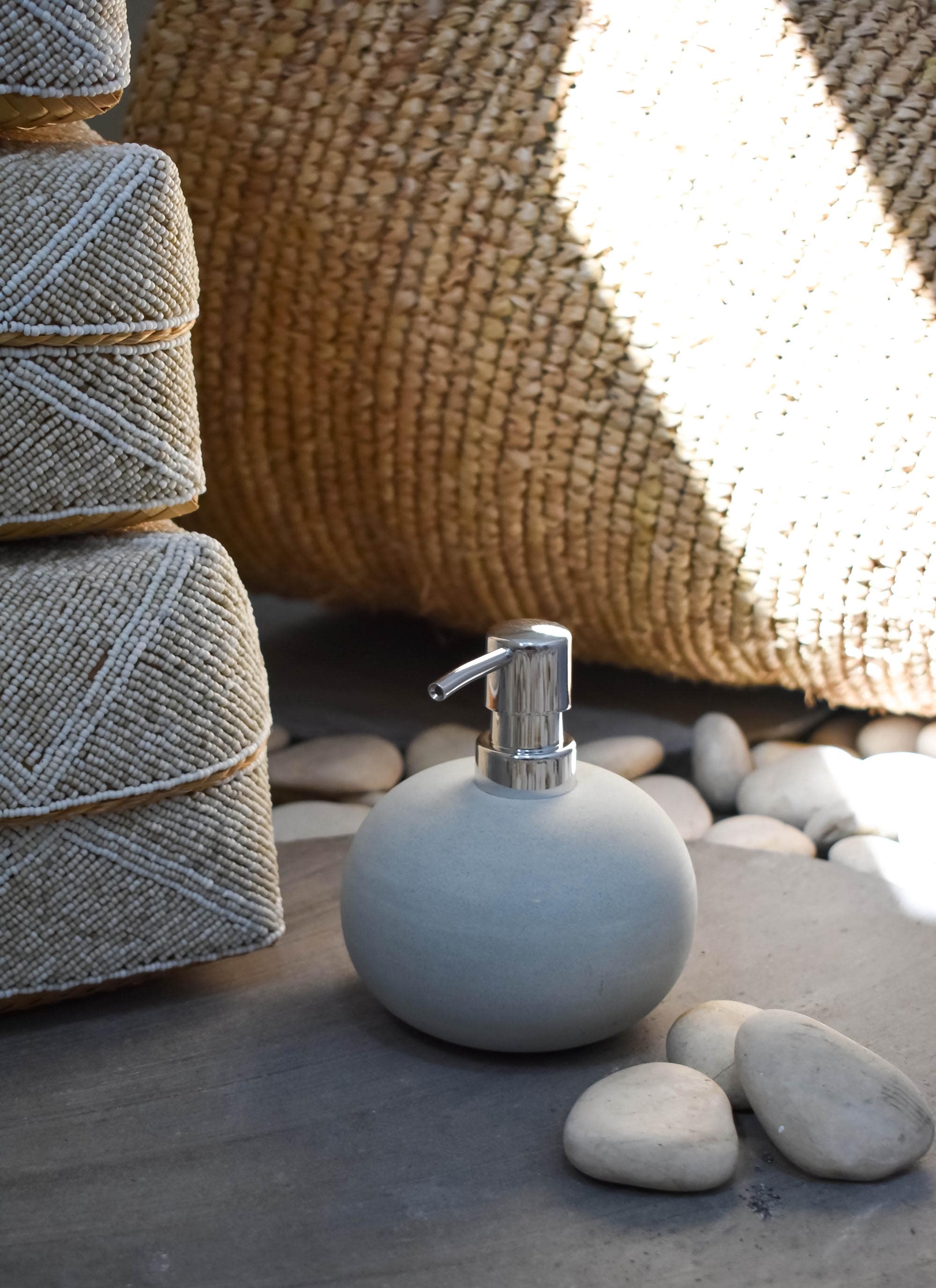 Zeolite stone oval soap dispenser - Joglo Living