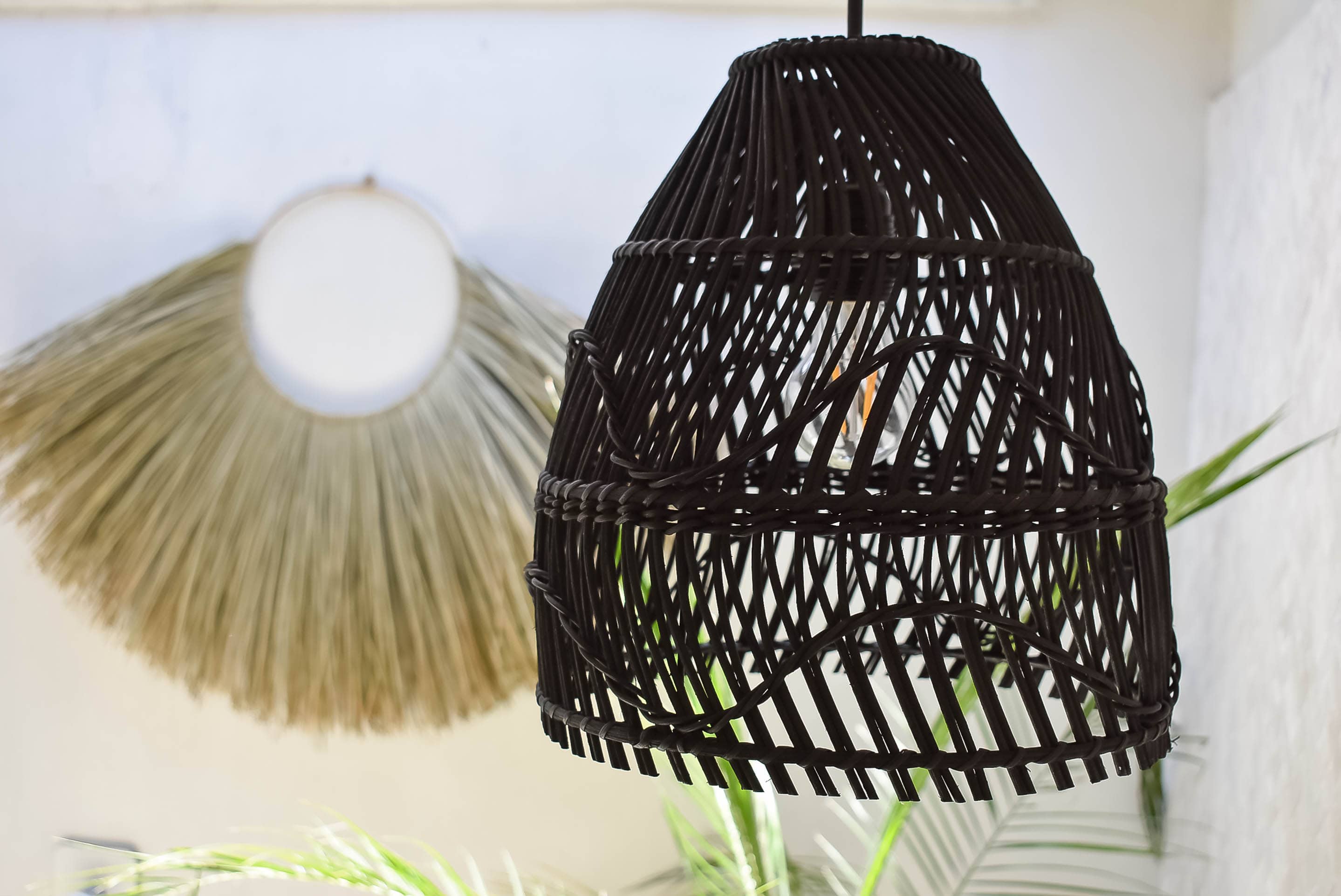 Buna ken Lampshade Black - Rattan Lampshade | Joglo Living