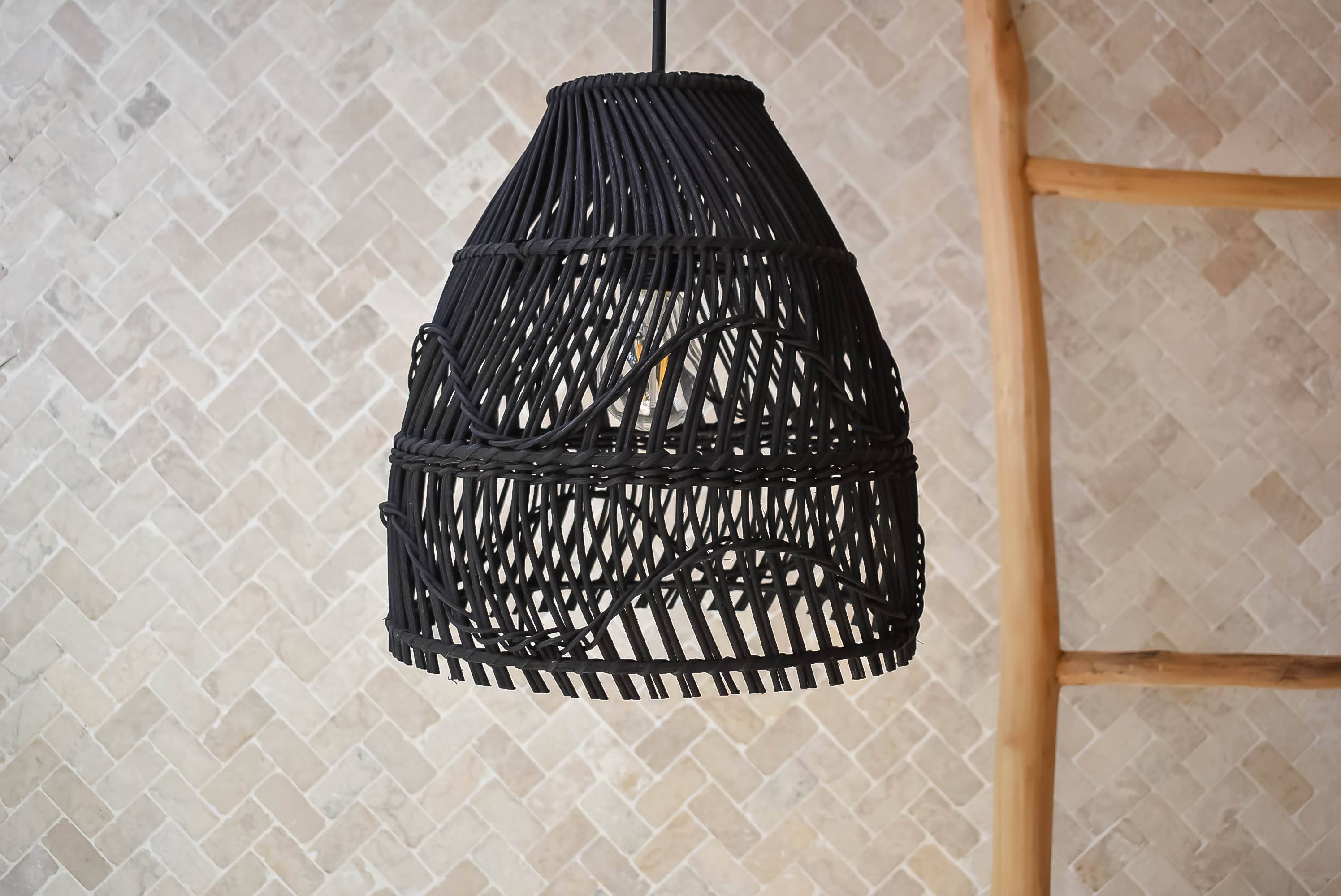 Buna ken Lampshade Black - Rattan Lampshade | Joglo Living