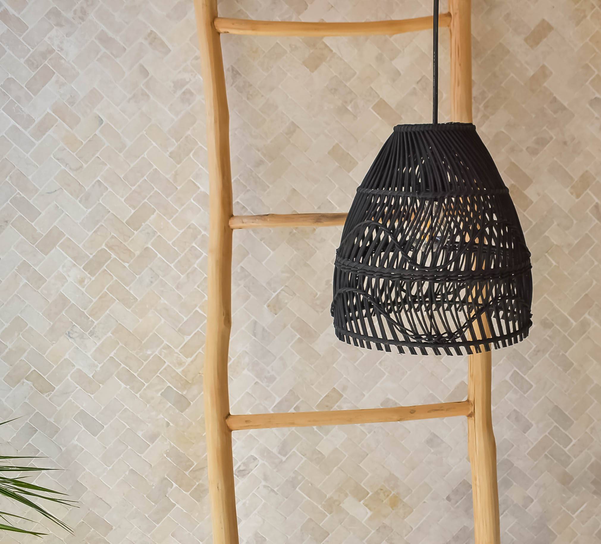 Buna ken Lampshade Black - Rattan Lampshade | Joglo Living