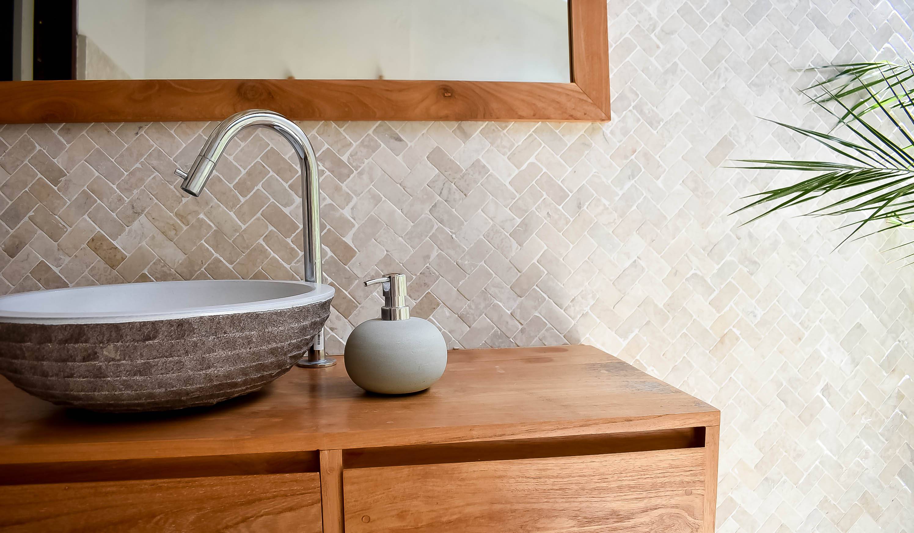 Zeolite stone oval soap dispenser - Joglo Living