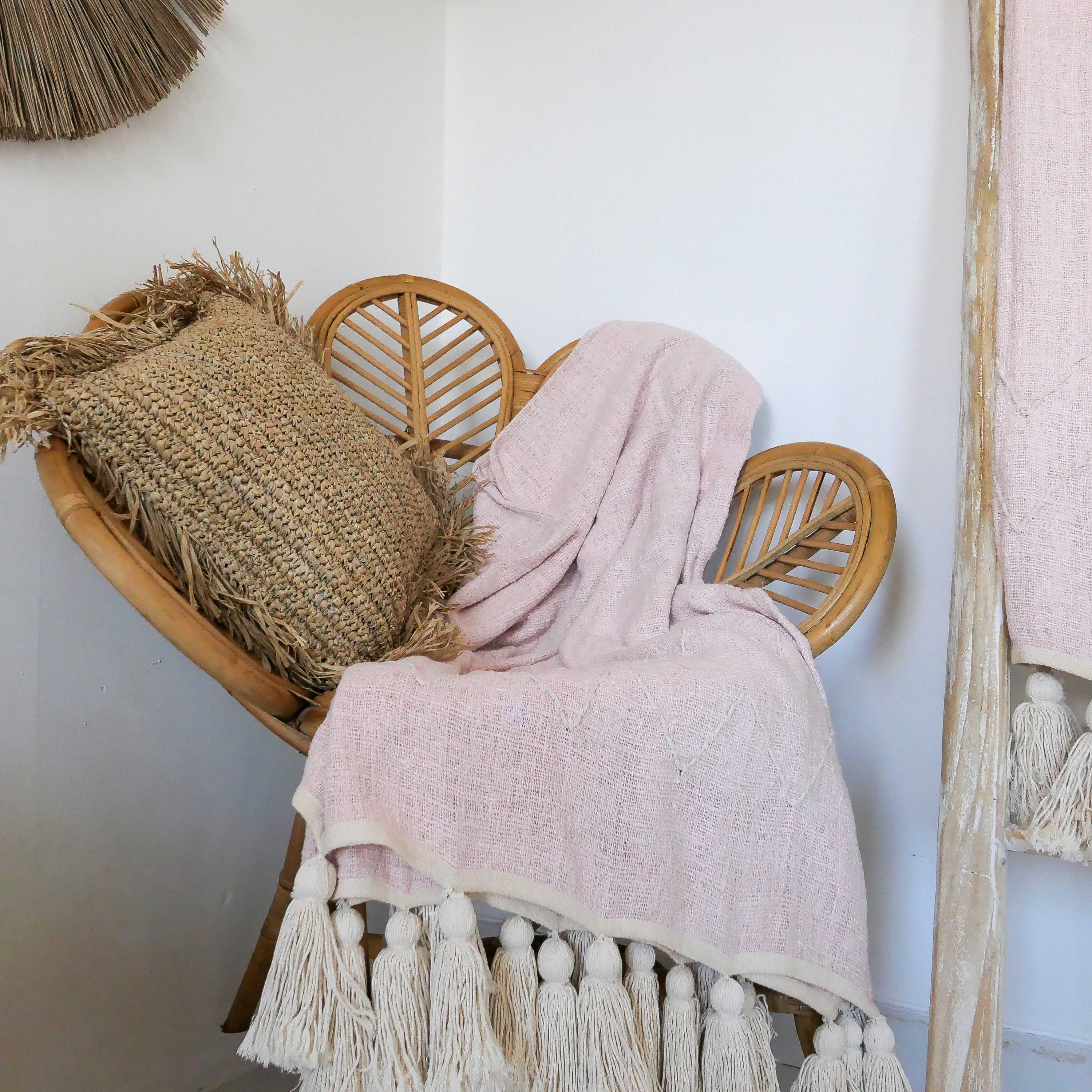 KALIA - pink boho throw blanket - Joglo Living