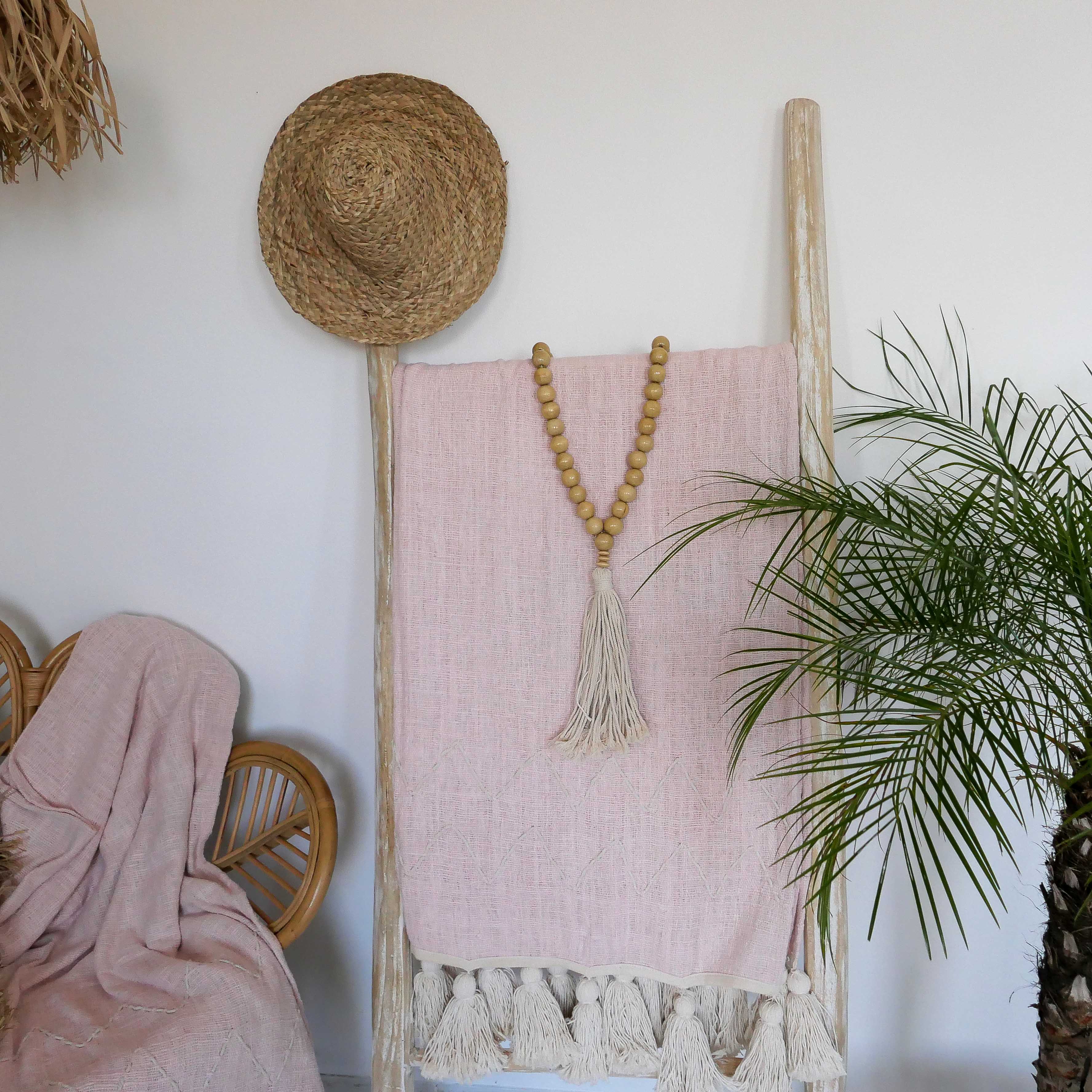 KALIA - pink boho throw blanket - Joglo Living