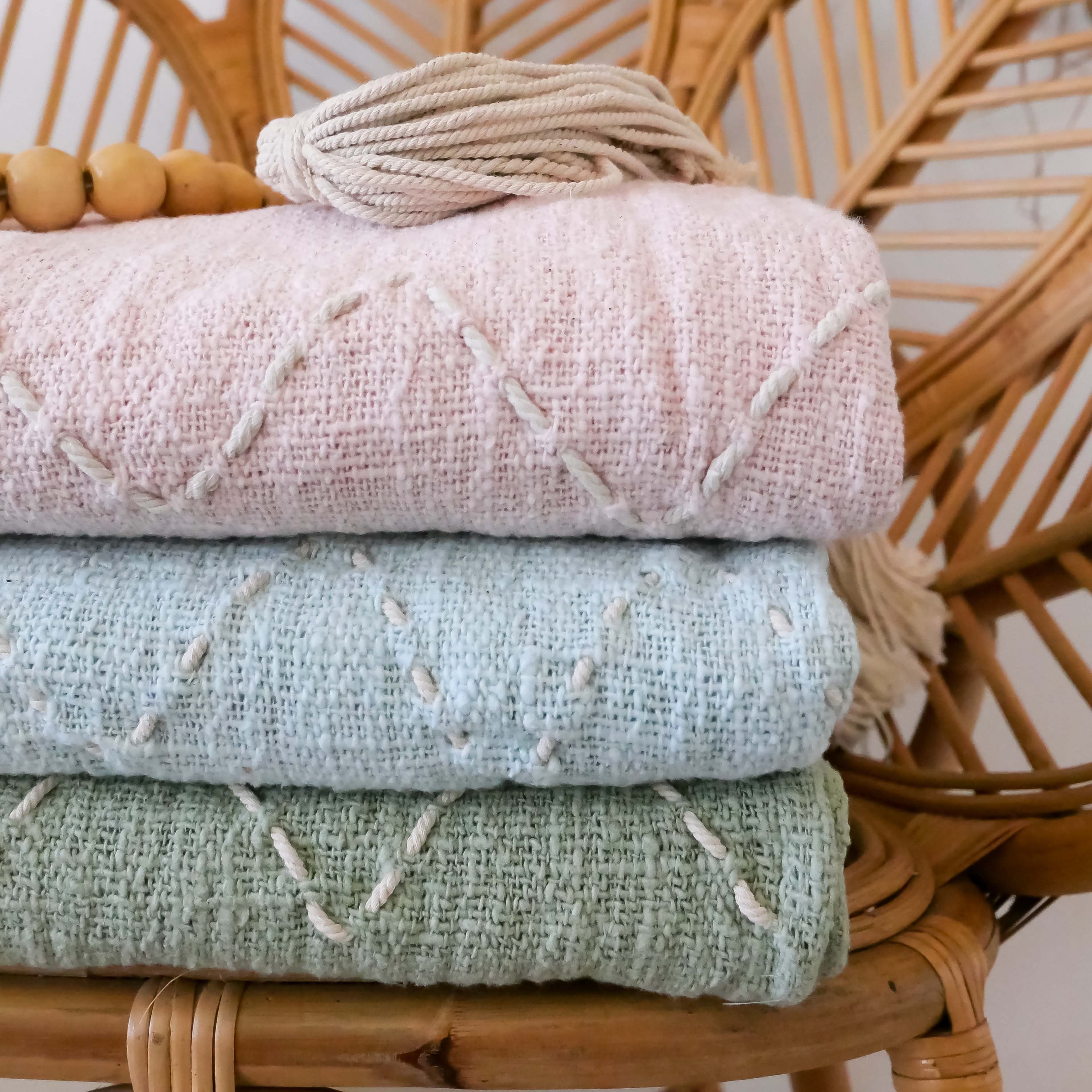 KALIA - pink boho throw blanket - Joglo Living
