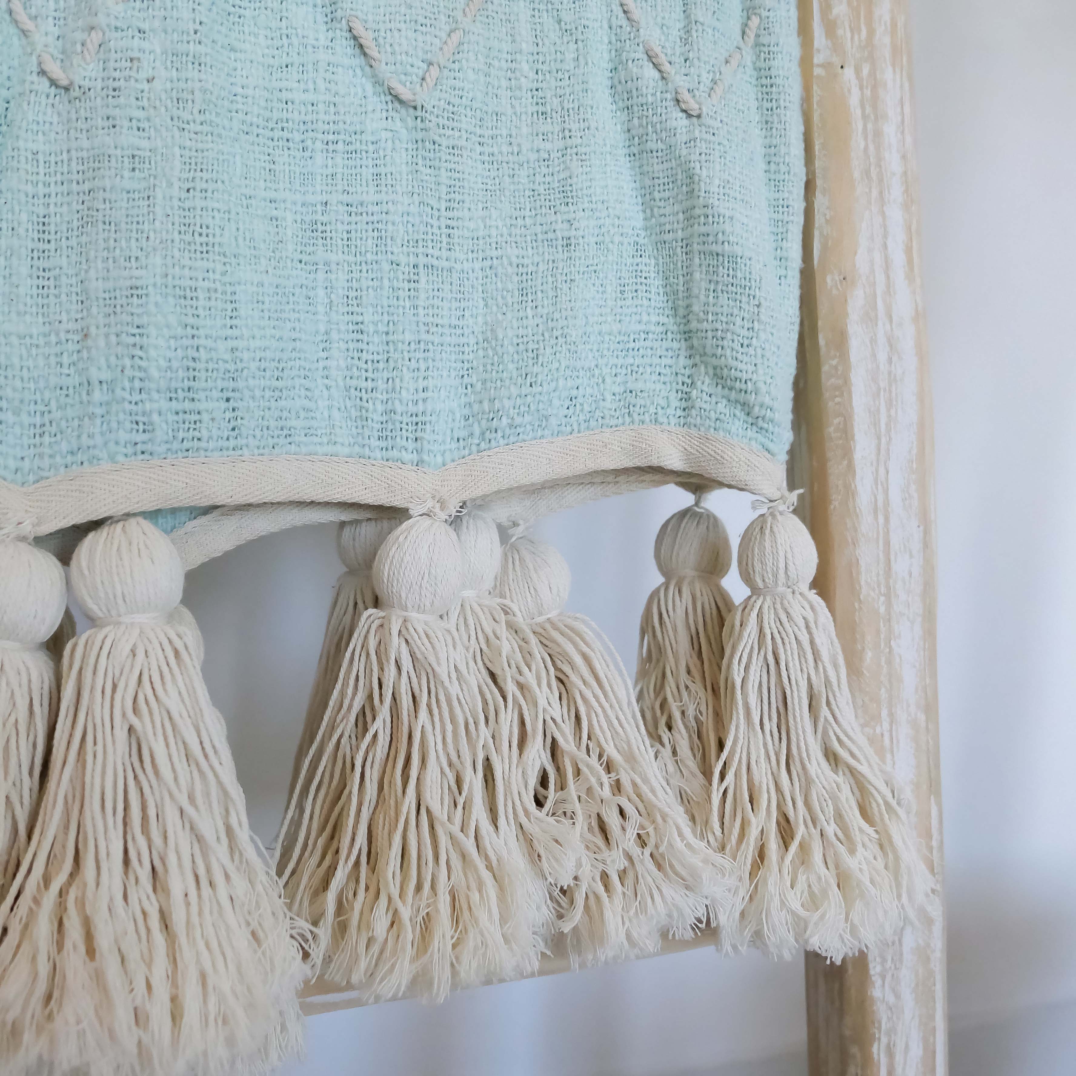 KALIA - Cyan Boho Throw Blanket | Joglo Living