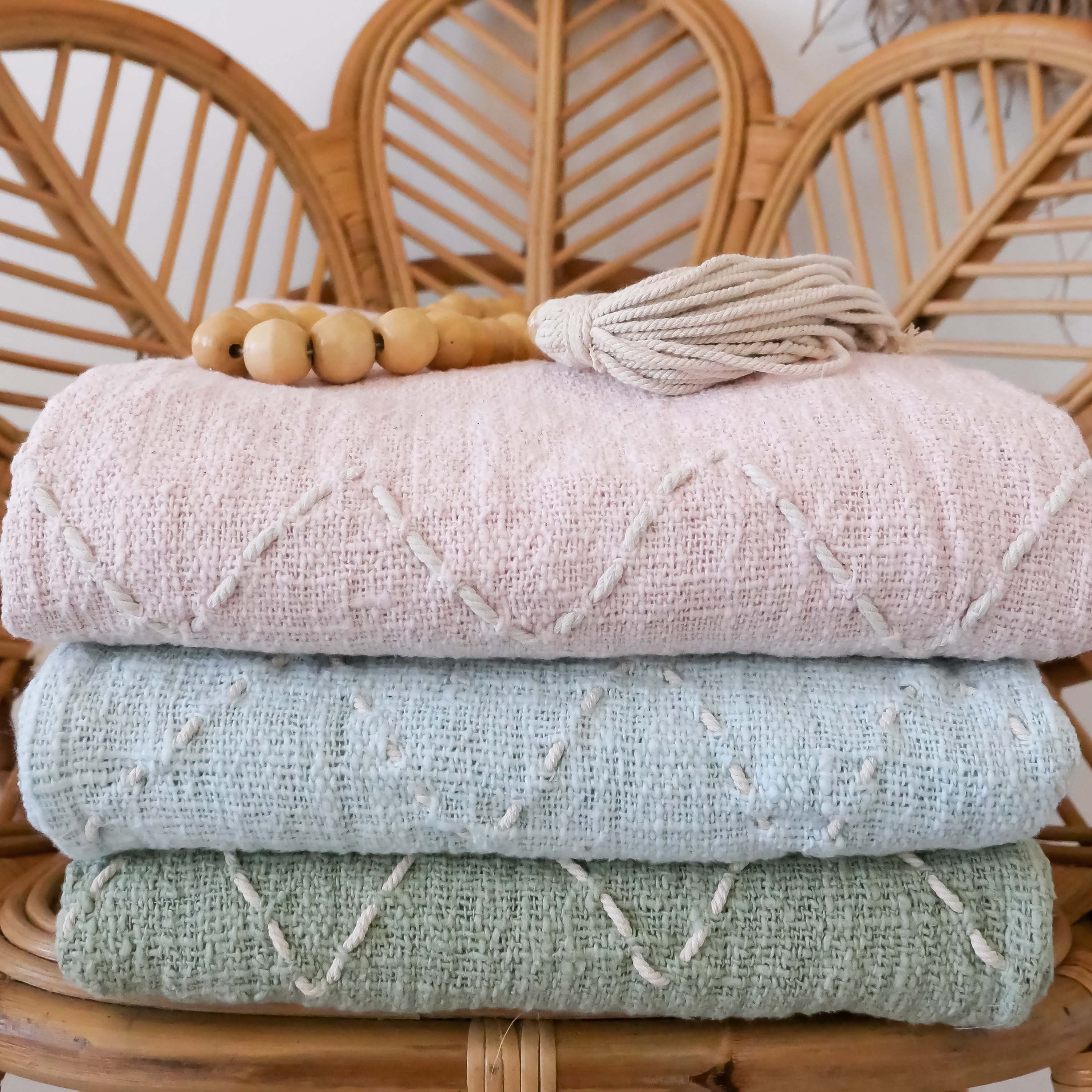 KALIA - Cyan Boho Throw Blanket | Joglo Living