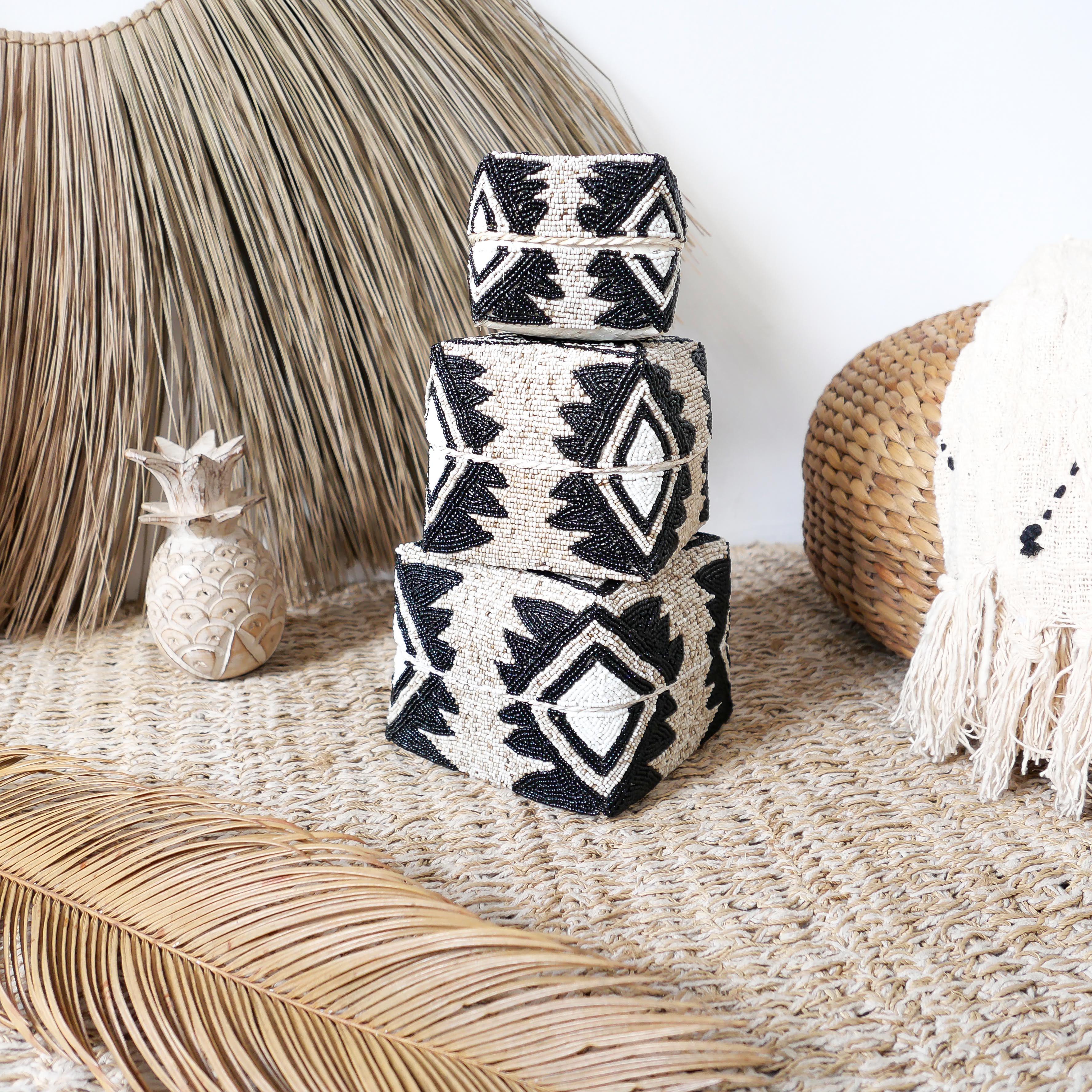 Decorative Beaded Box Set - Beaded Box Set | Joglo Living