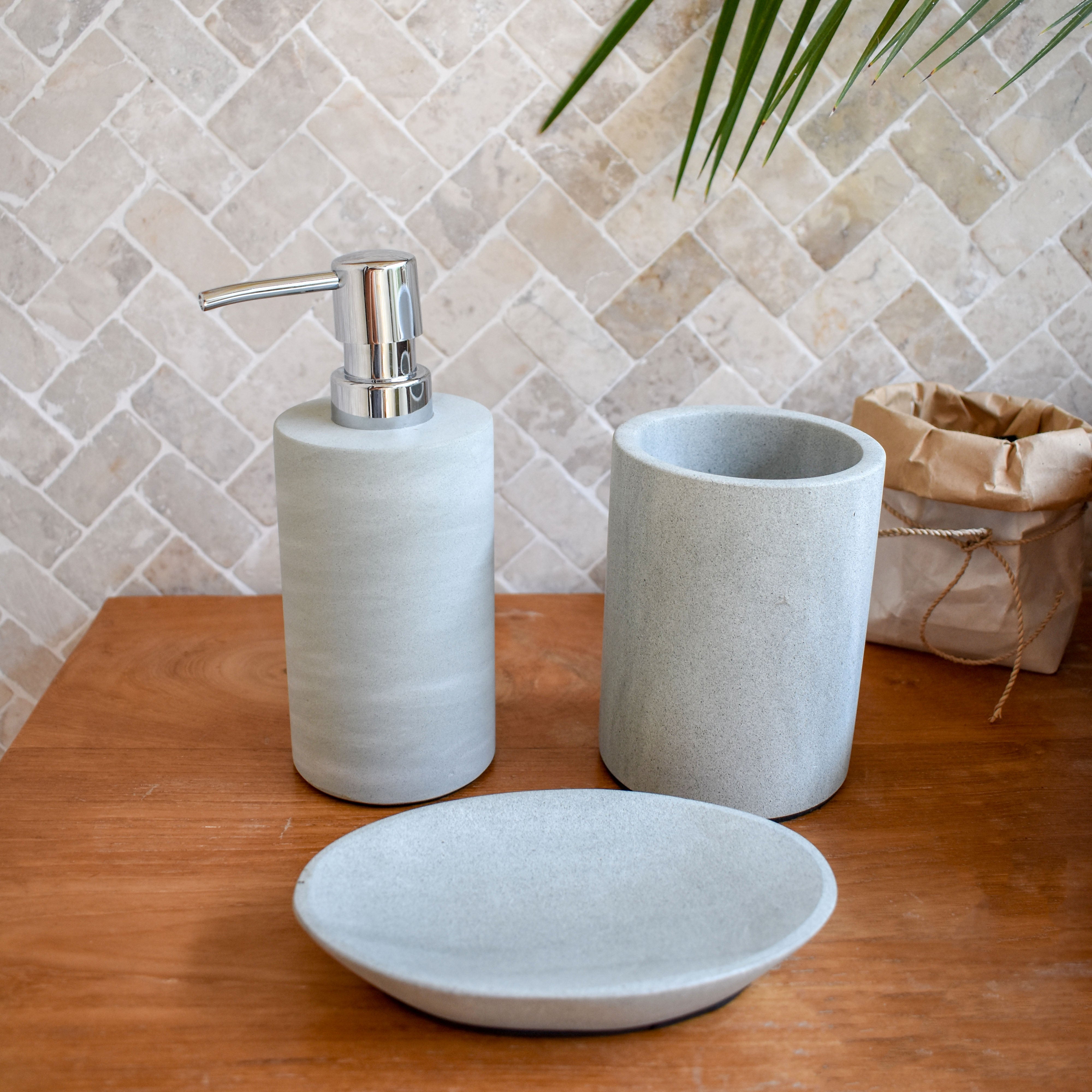 Zeolite stone bathroom accessories set cylinder