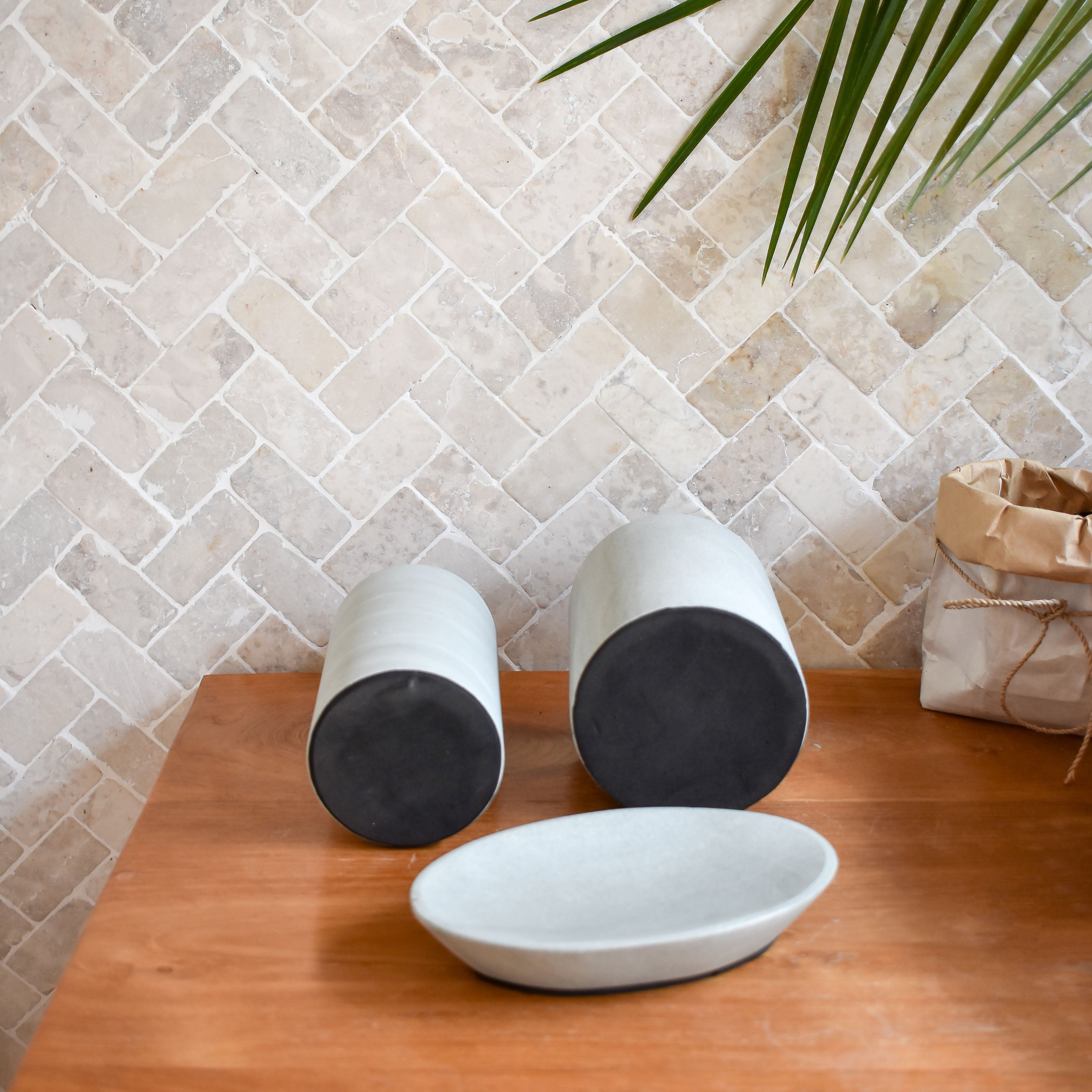 Zeolite stone bathroom accessories set cylinder