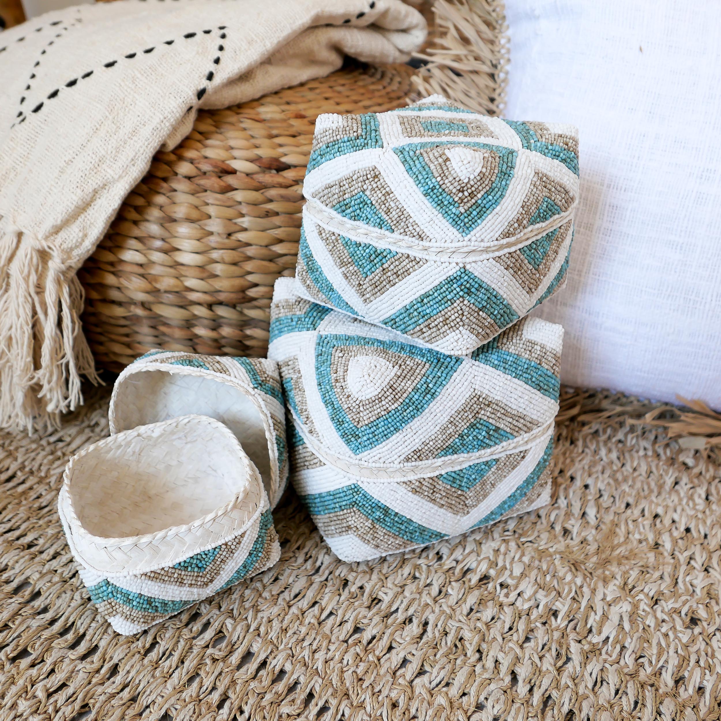 Decorative Beaded Box Set - Beaded Box Set | Joglo Living