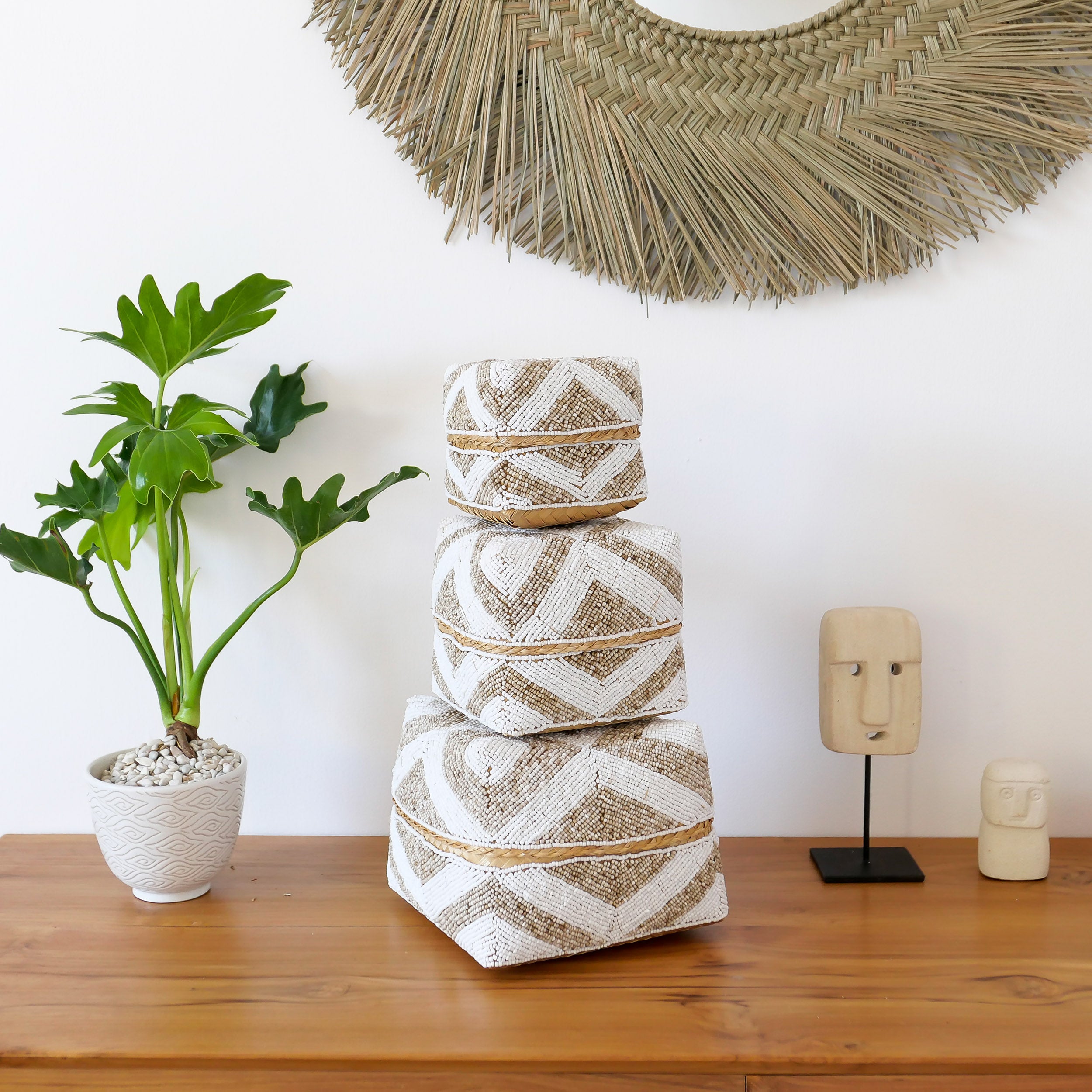 Decorative Beaded Box Set - Beaded Box Set | Joglo Living