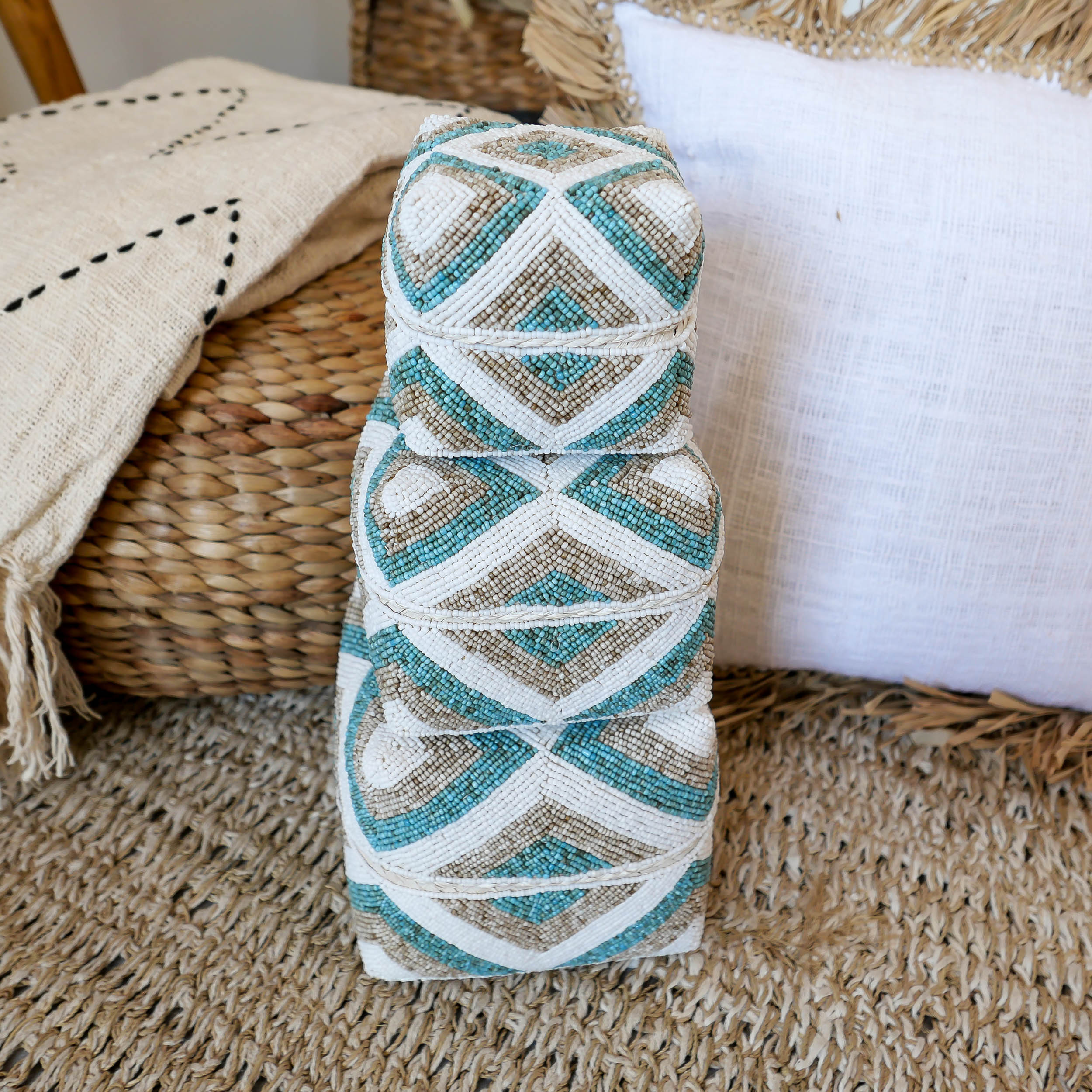 Decorative Beaded Box Set - Beaded Box Set | Joglo Living