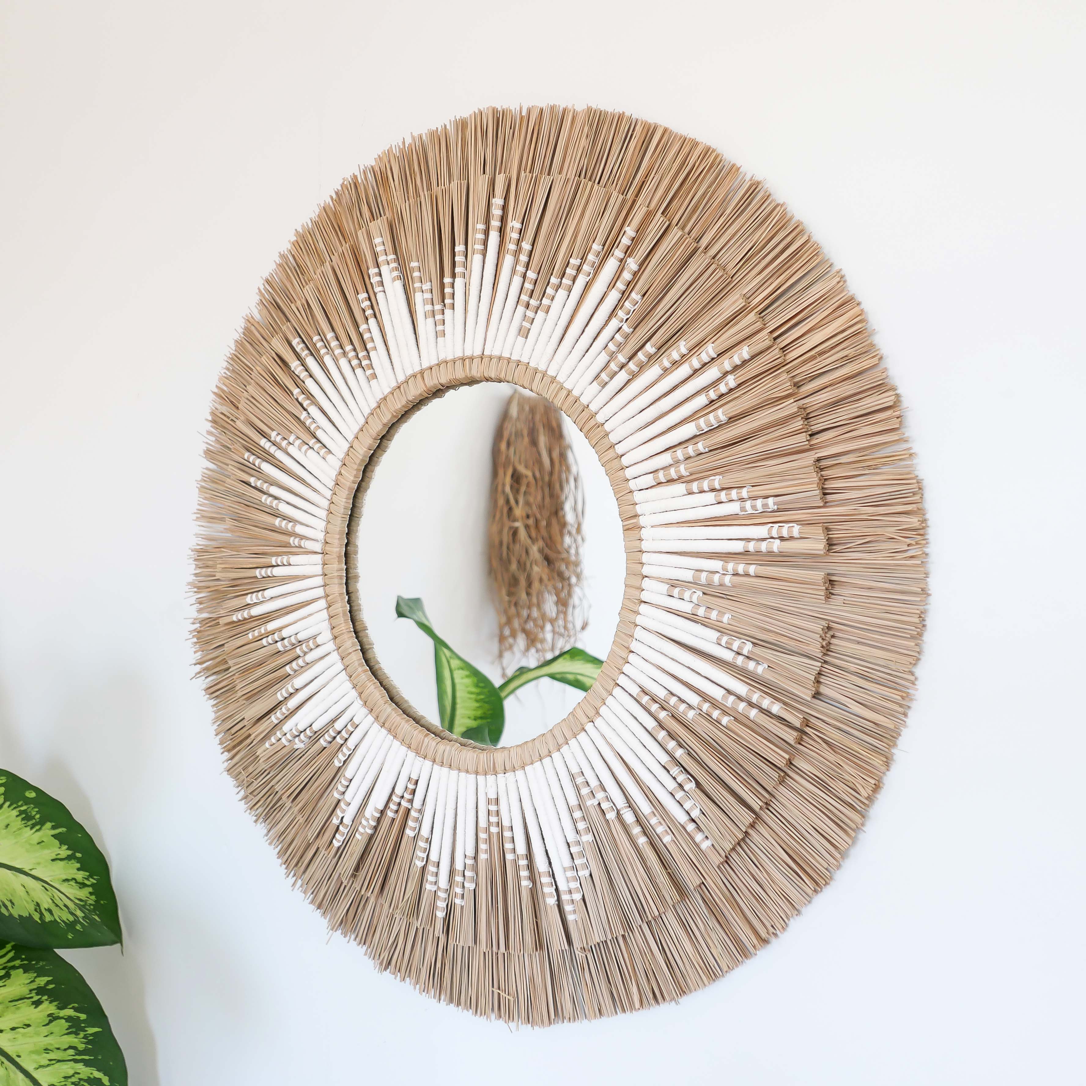 Ambon white - Raffia sun mirror - Joglo Living