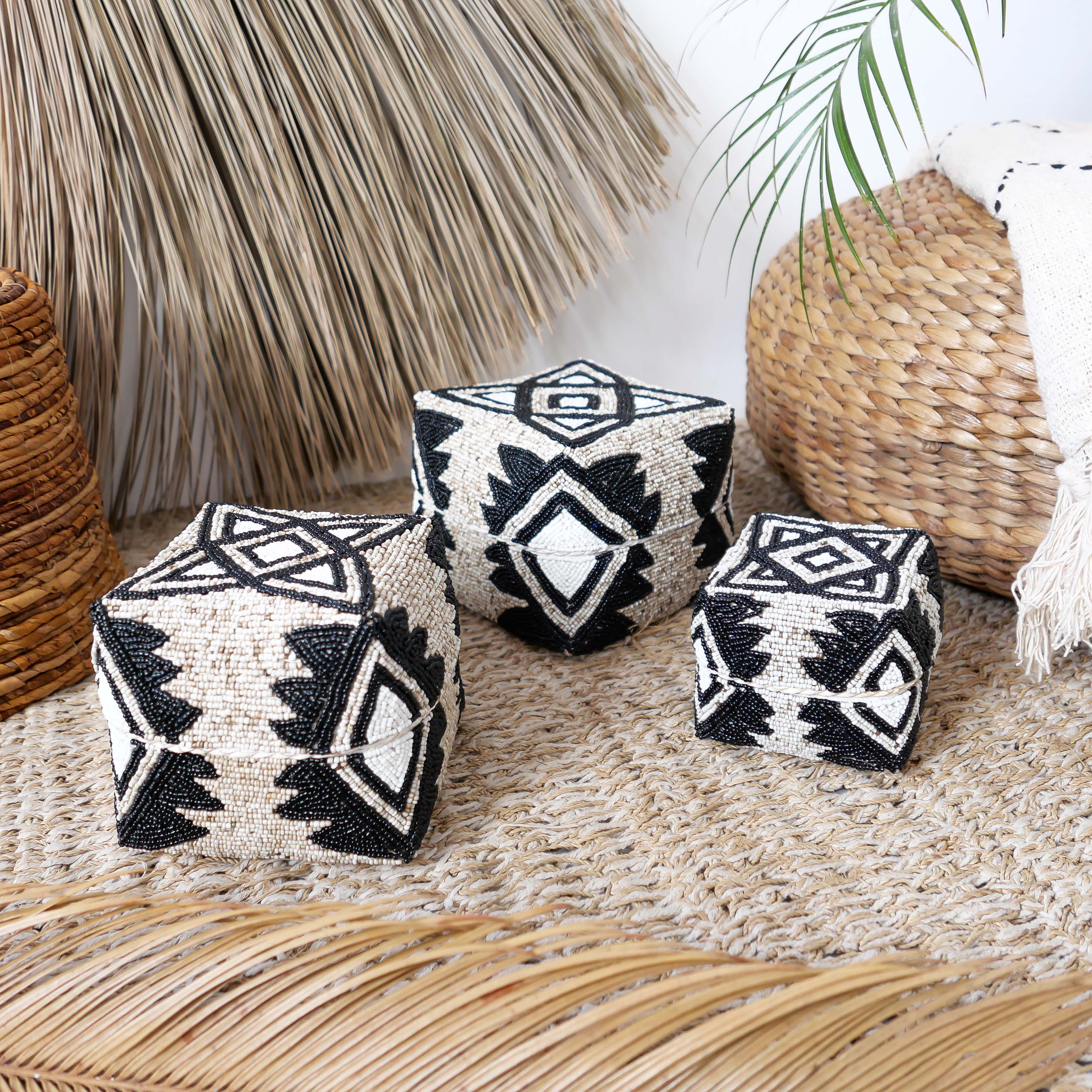 Decorative Beaded Box Set - Beaded Box Set | Joglo Living