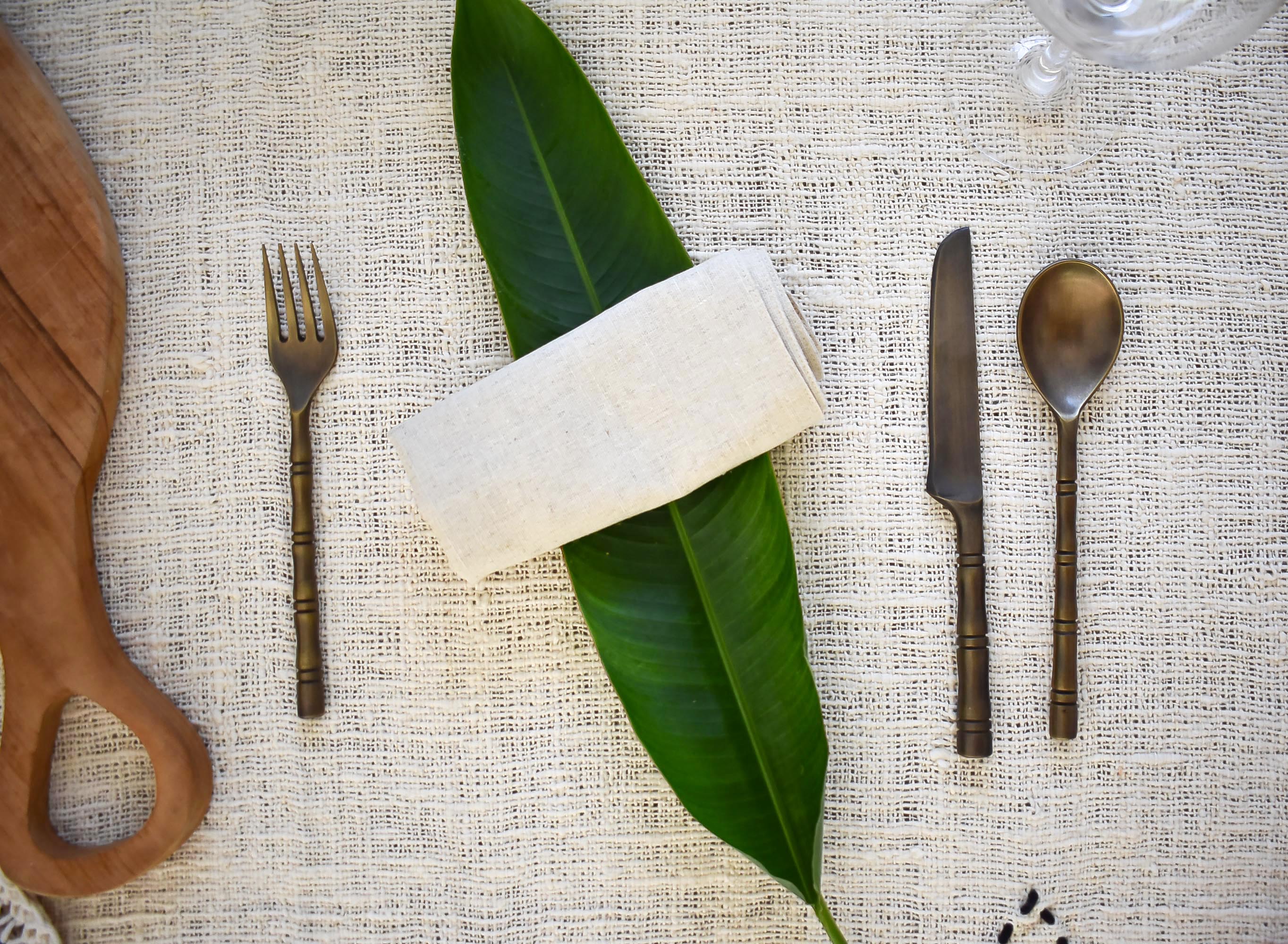 Brass cutlery set 001 - matte vintage