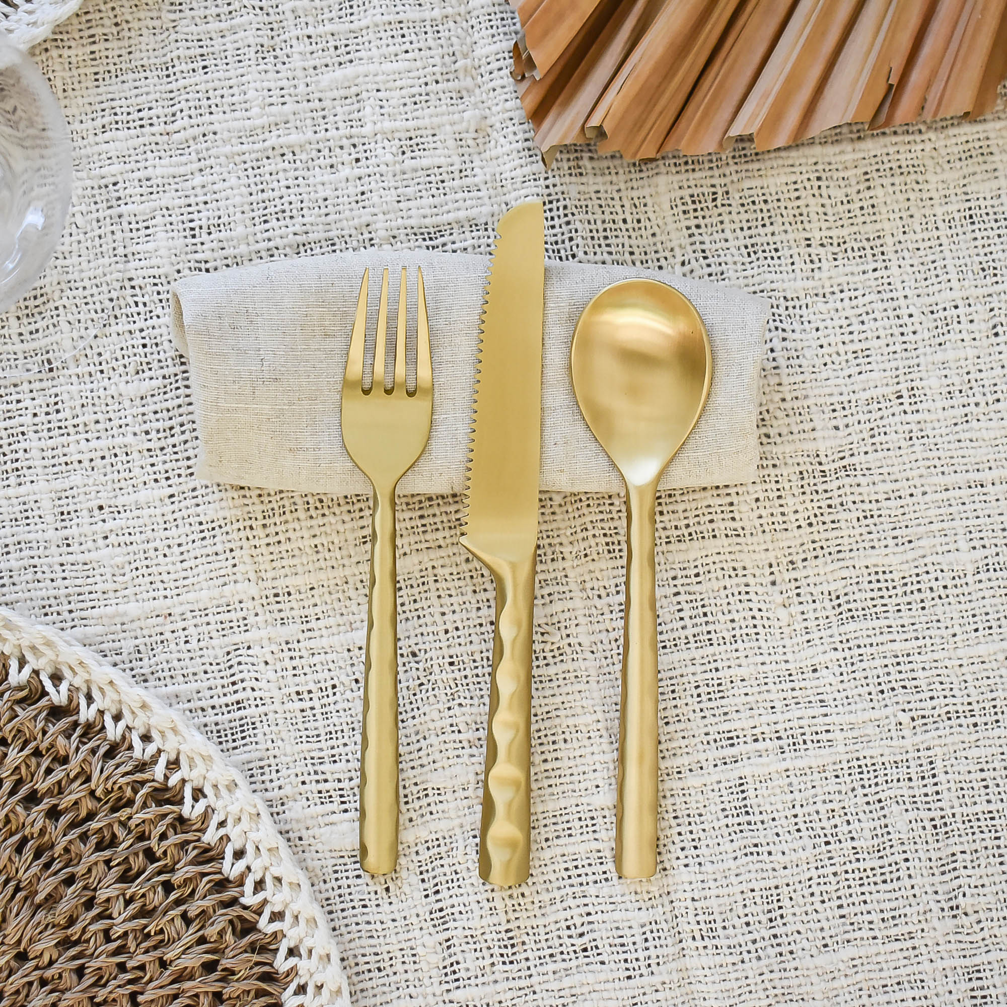 Brass cutlery set 002 - matte gold