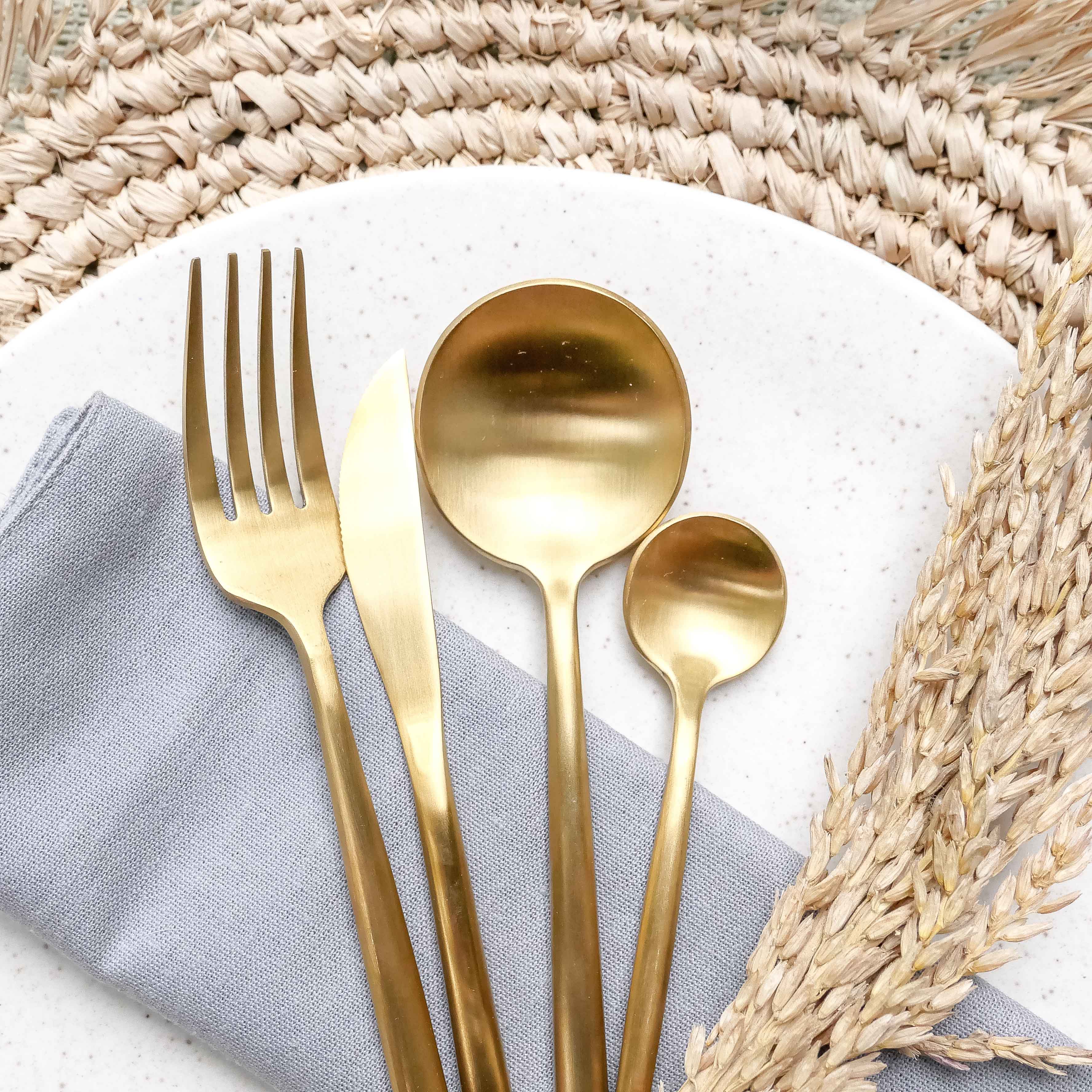 Gold Stainless Steel Cutlery Set - Stainless Cutlery Set | Joglo Living