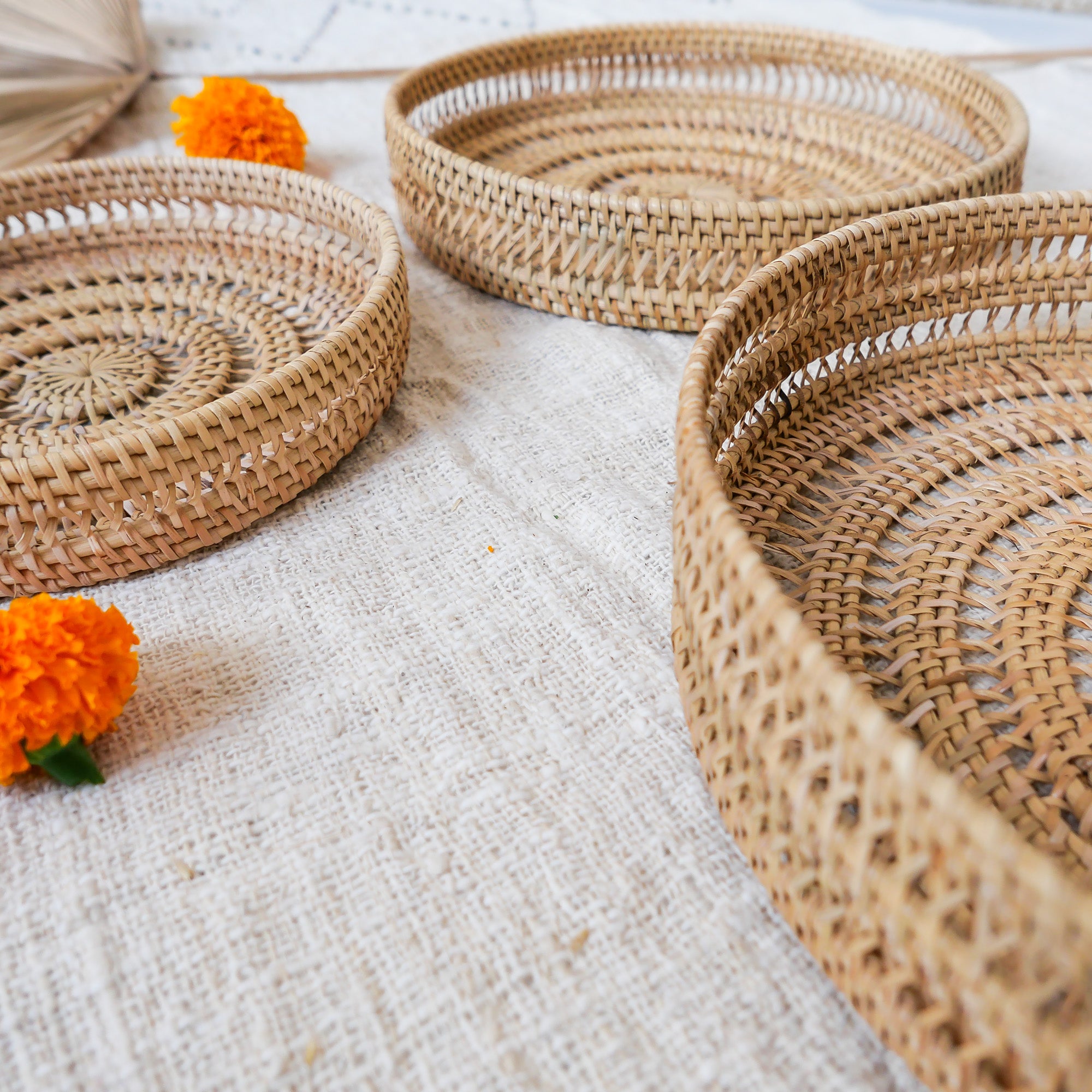 Rattan round tray set - Joglo Living