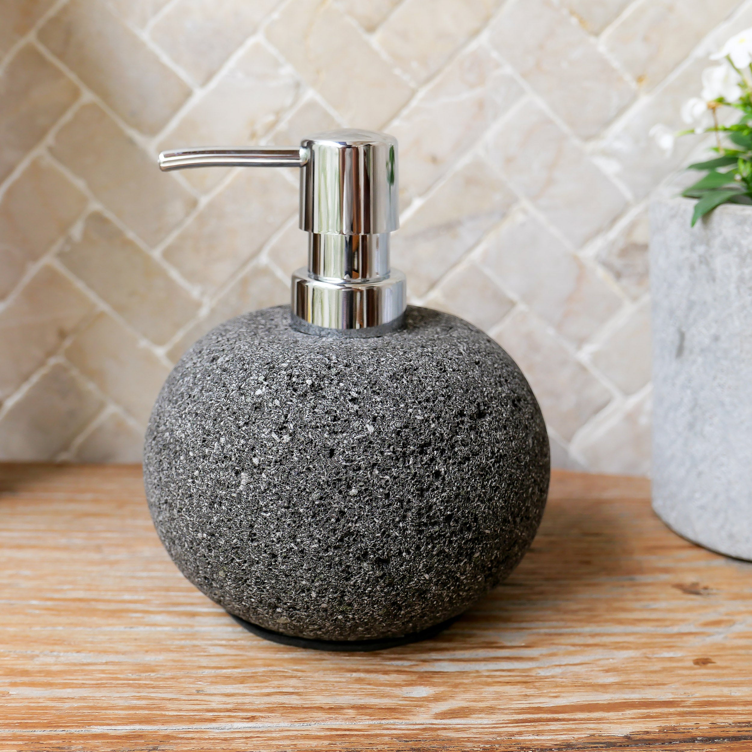 Lava stone bathroom accessories set - Joglo Living