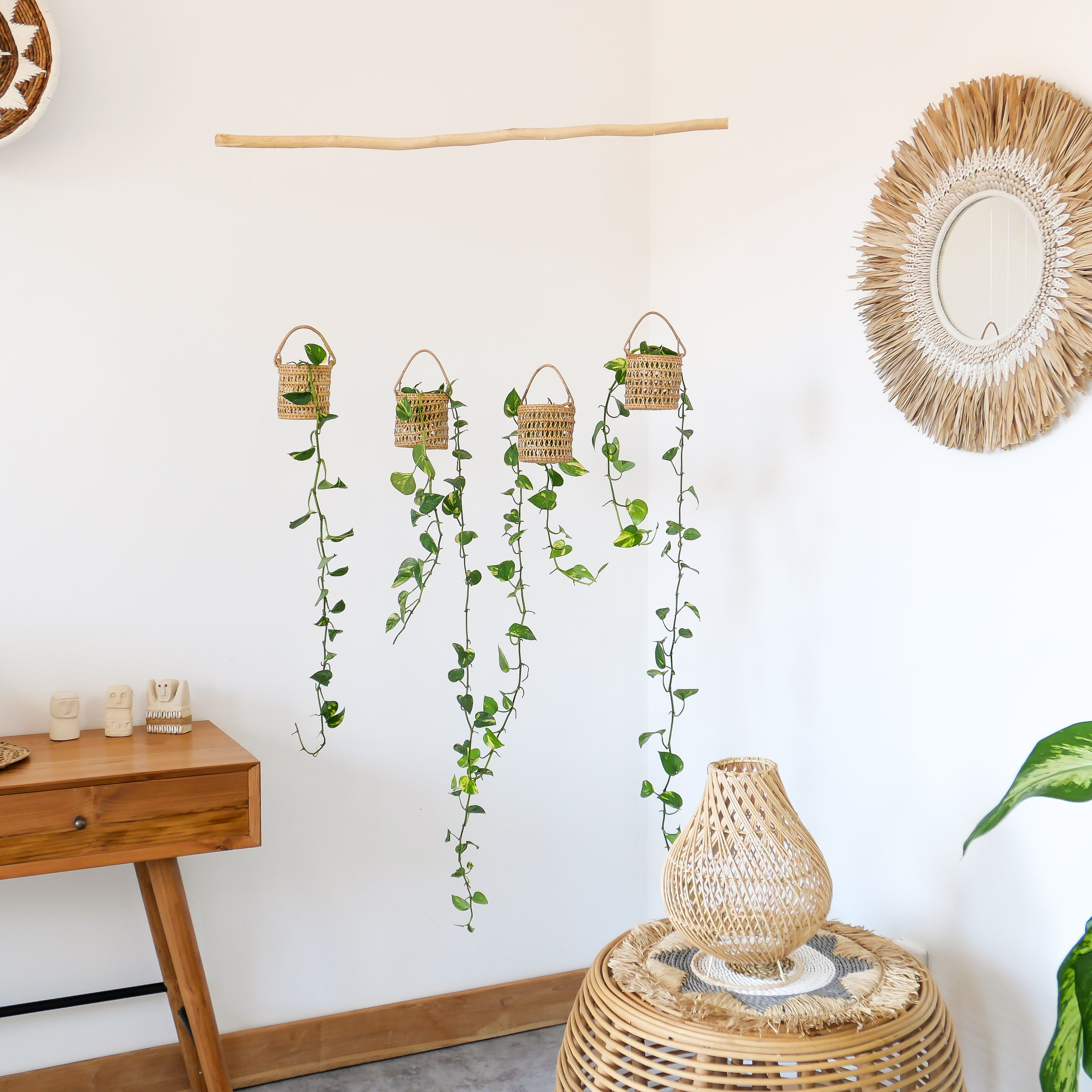 Hanging Rattan Basket Set -  Basket Set | Joglo Living