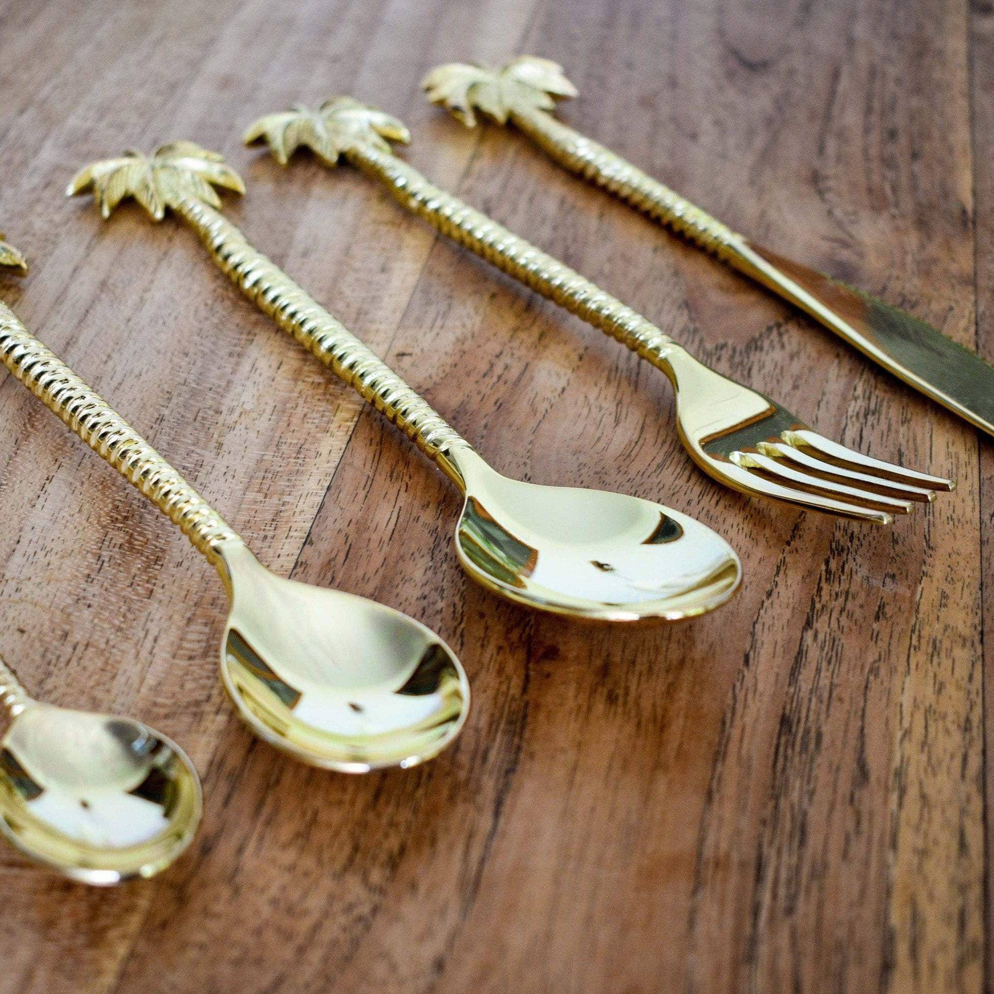 Golden Brass Cutlery Set - Brass Cutlery Set | Joglo Living