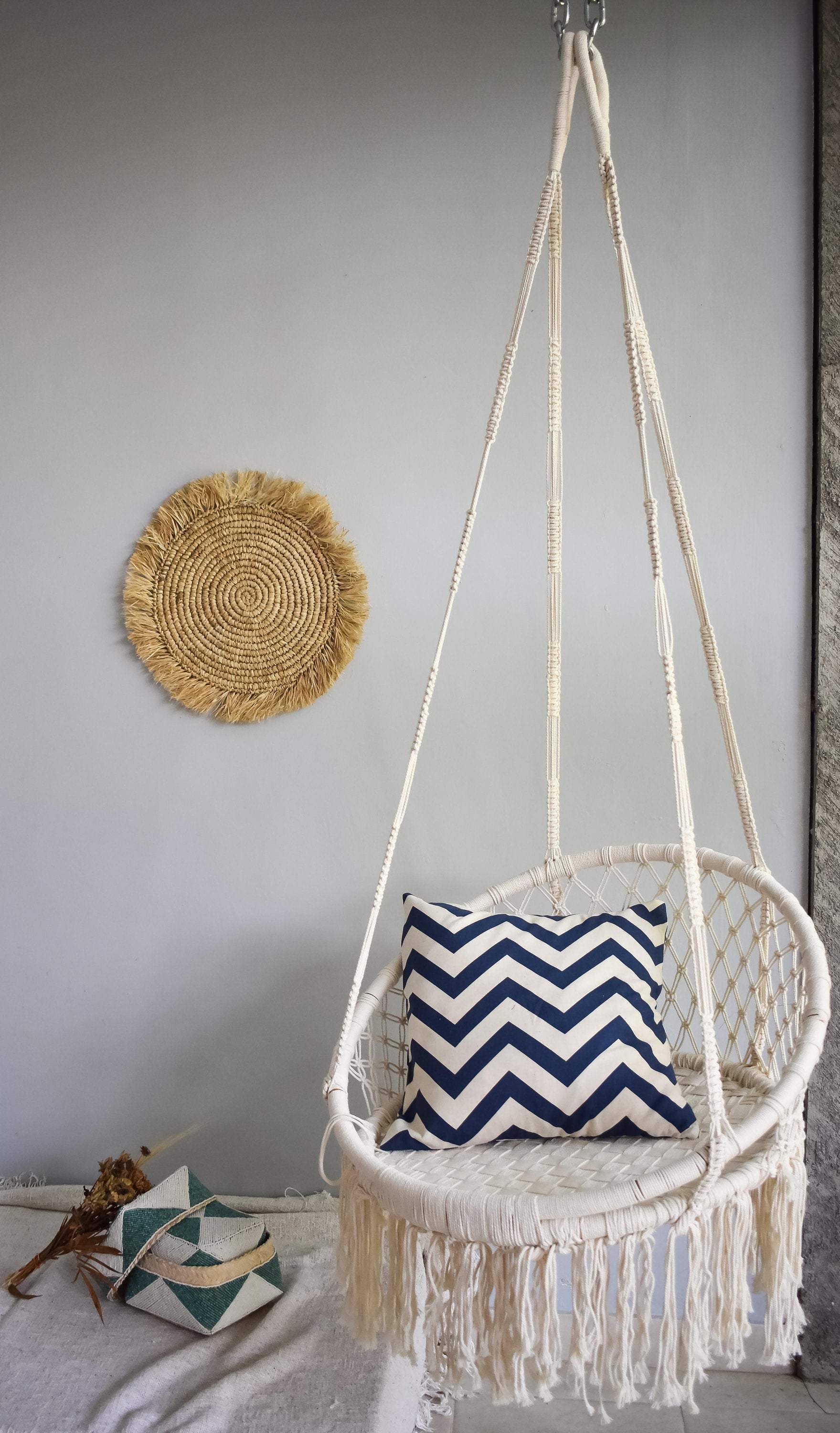 Round macrame hammock swing chair - Joglo Living