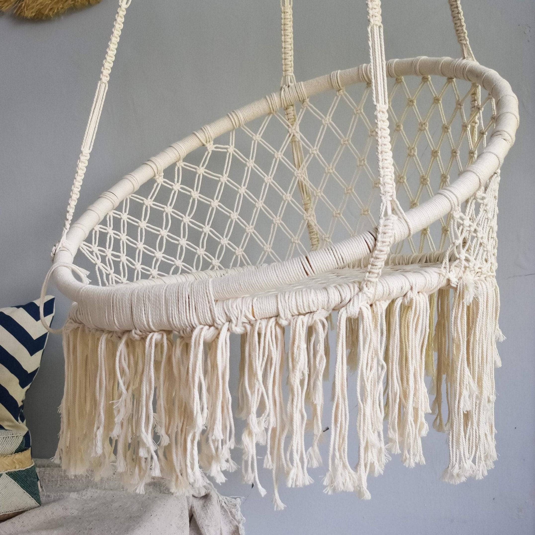 Round macrame hammock swing chair - Joglo Living