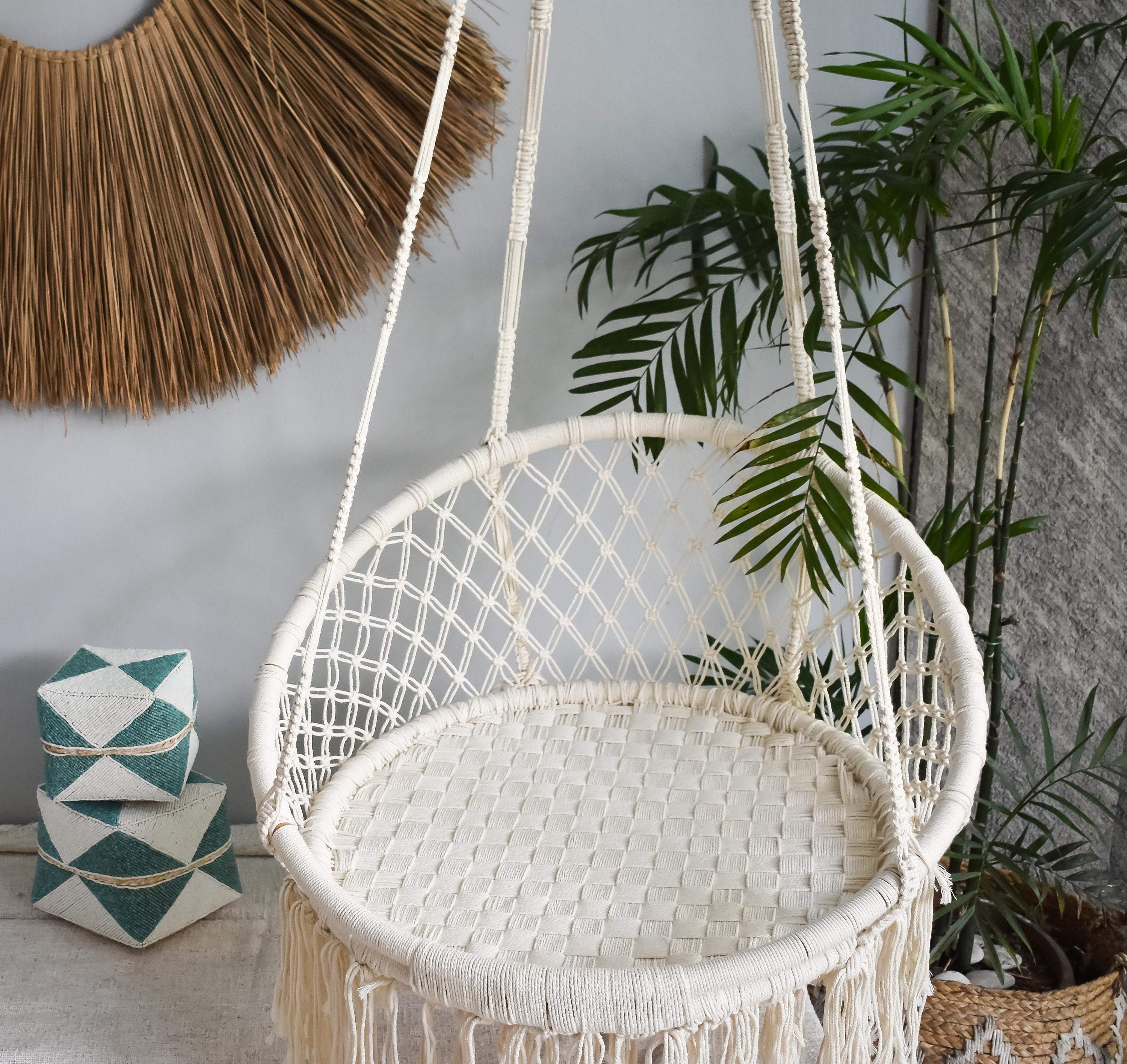 Round macrame hammock swing chair - Joglo Living