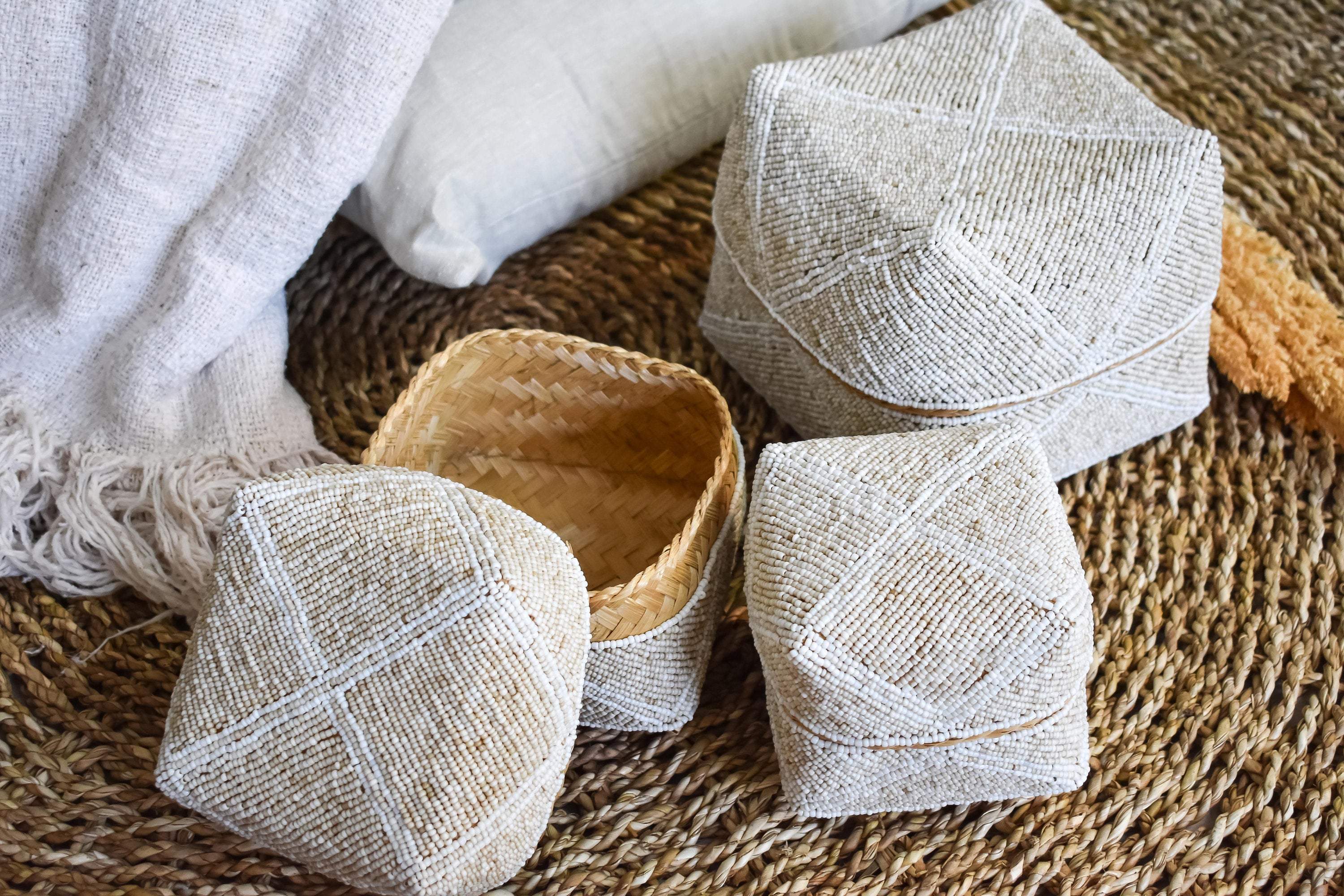 Decorative Woven Bamboo Box Set - Woven Box Set | Joglo Living