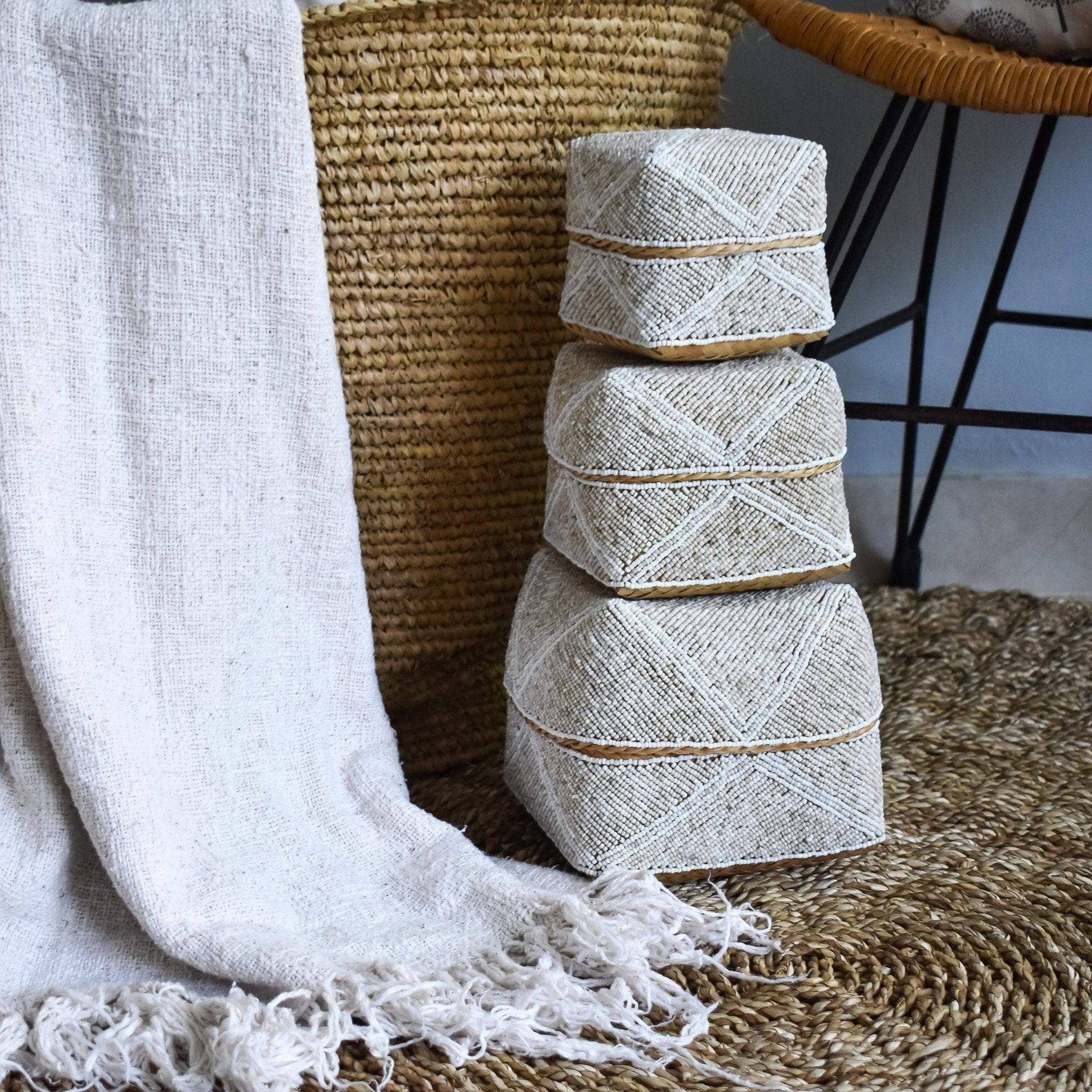 Decorative Woven Bamboo Box Set - Woven Box Set | Joglo Living