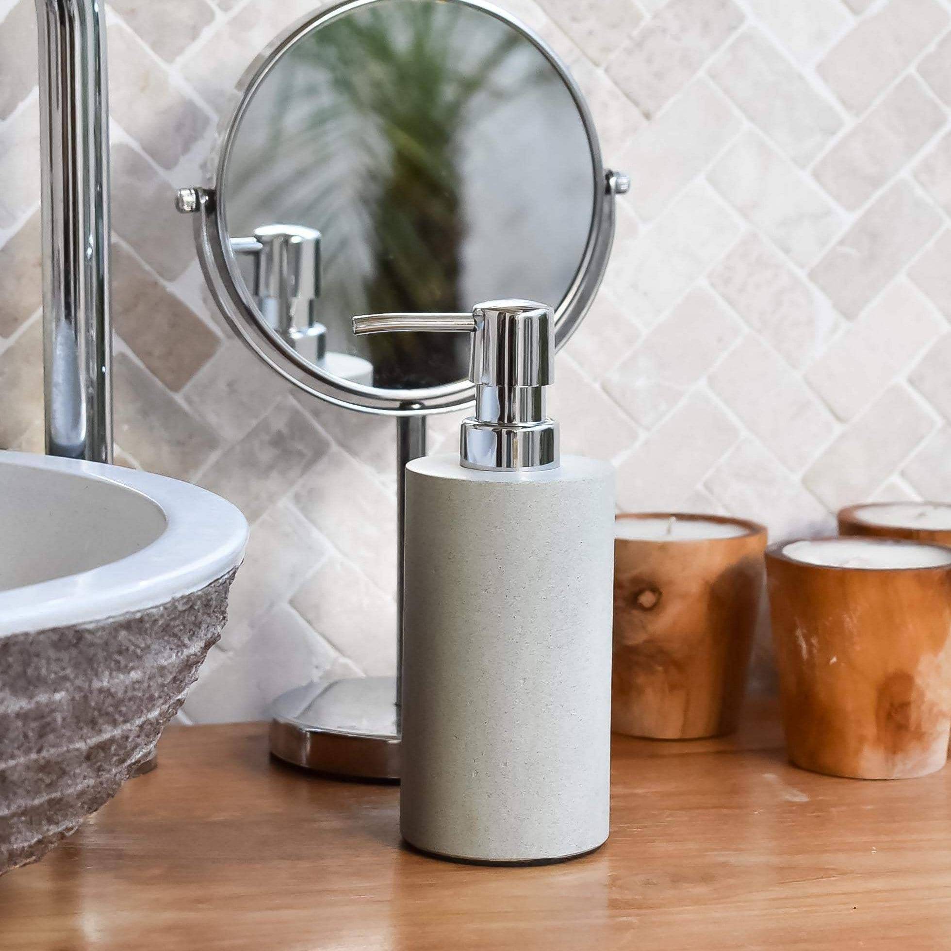 Zeolite stone cylinder soap dispenser - Joglo Living