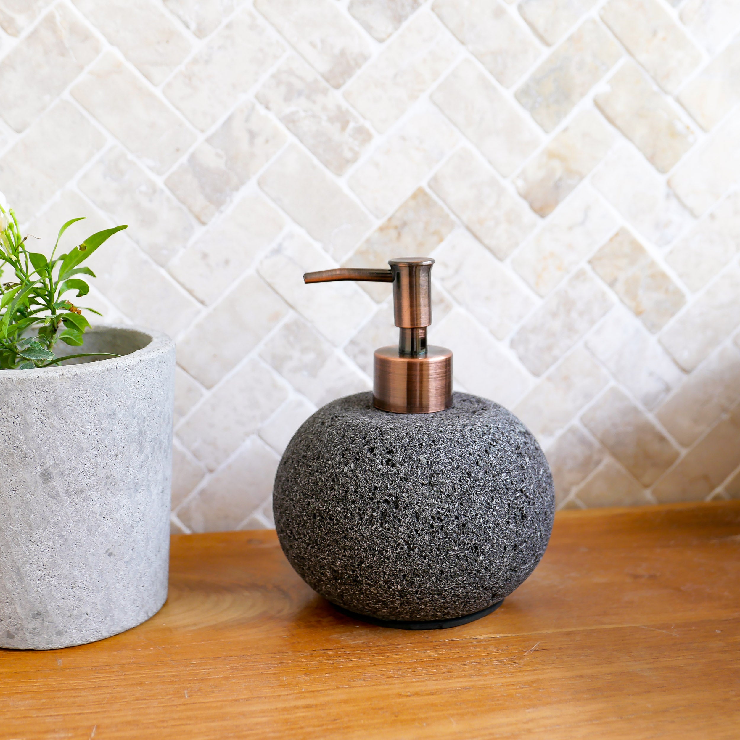 Lava stone soap dispenser - Joglo Living