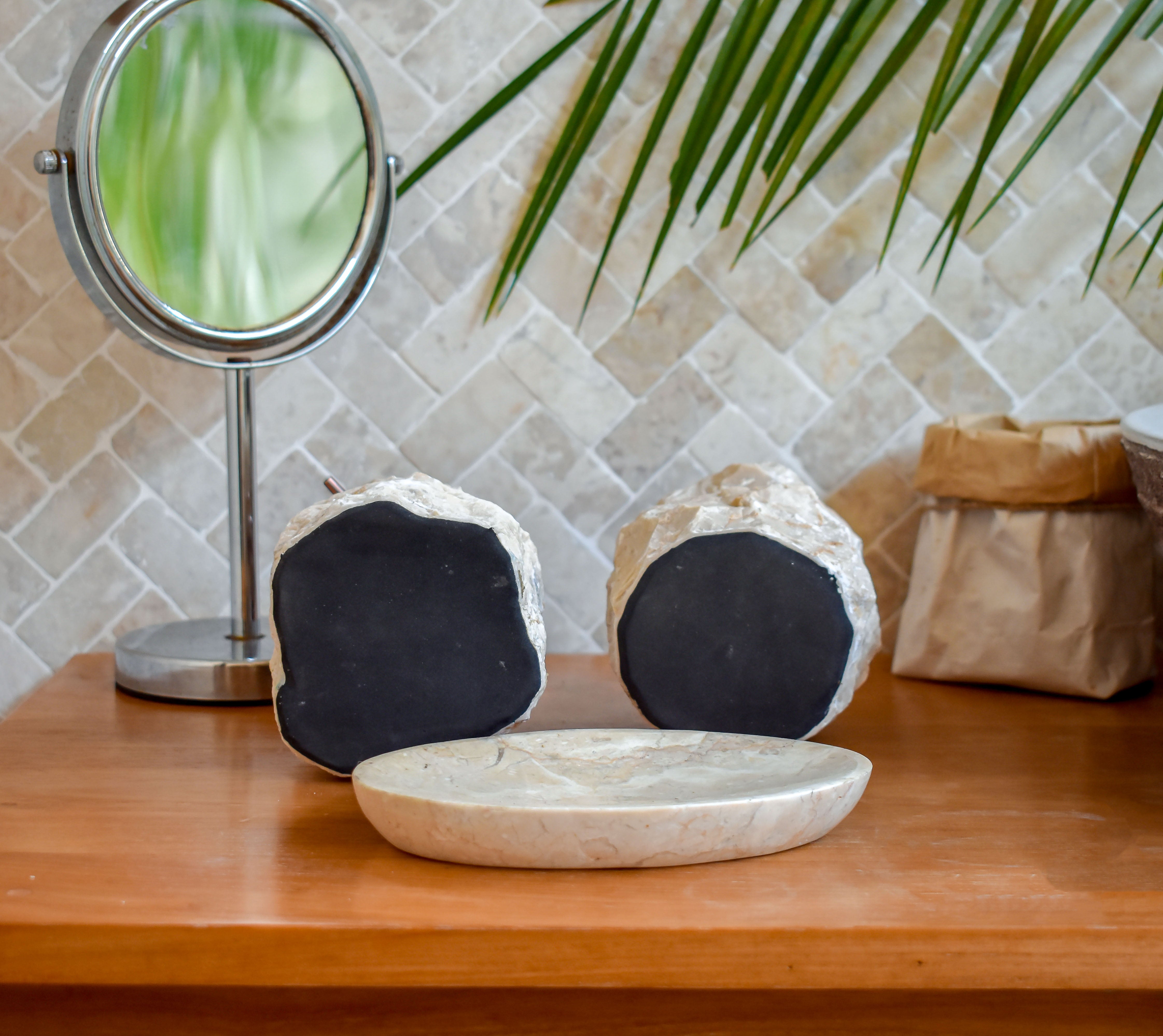Marble bathroom accessories set