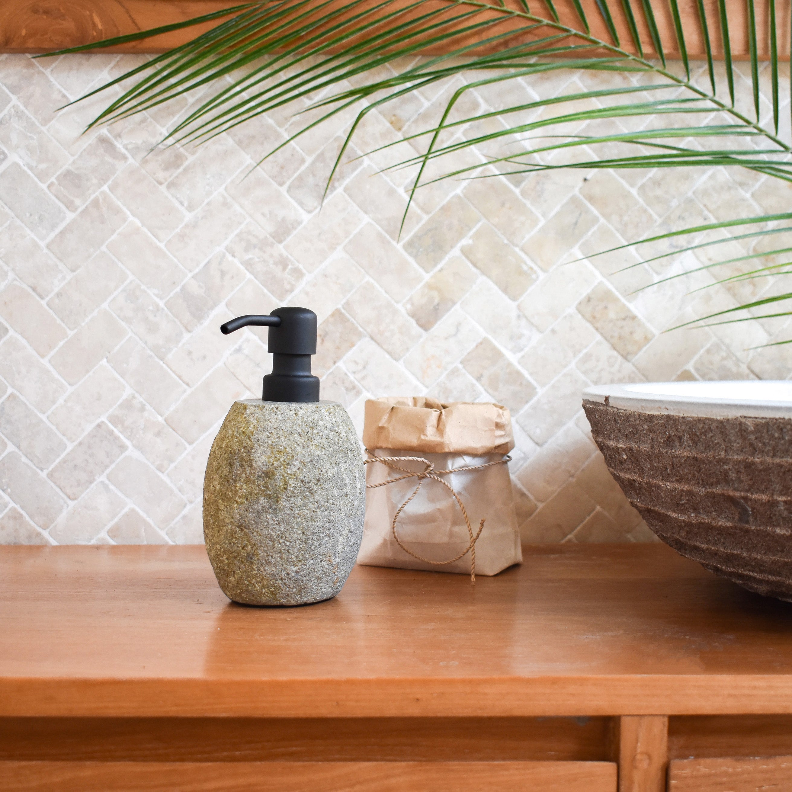 River stone soap dispenser