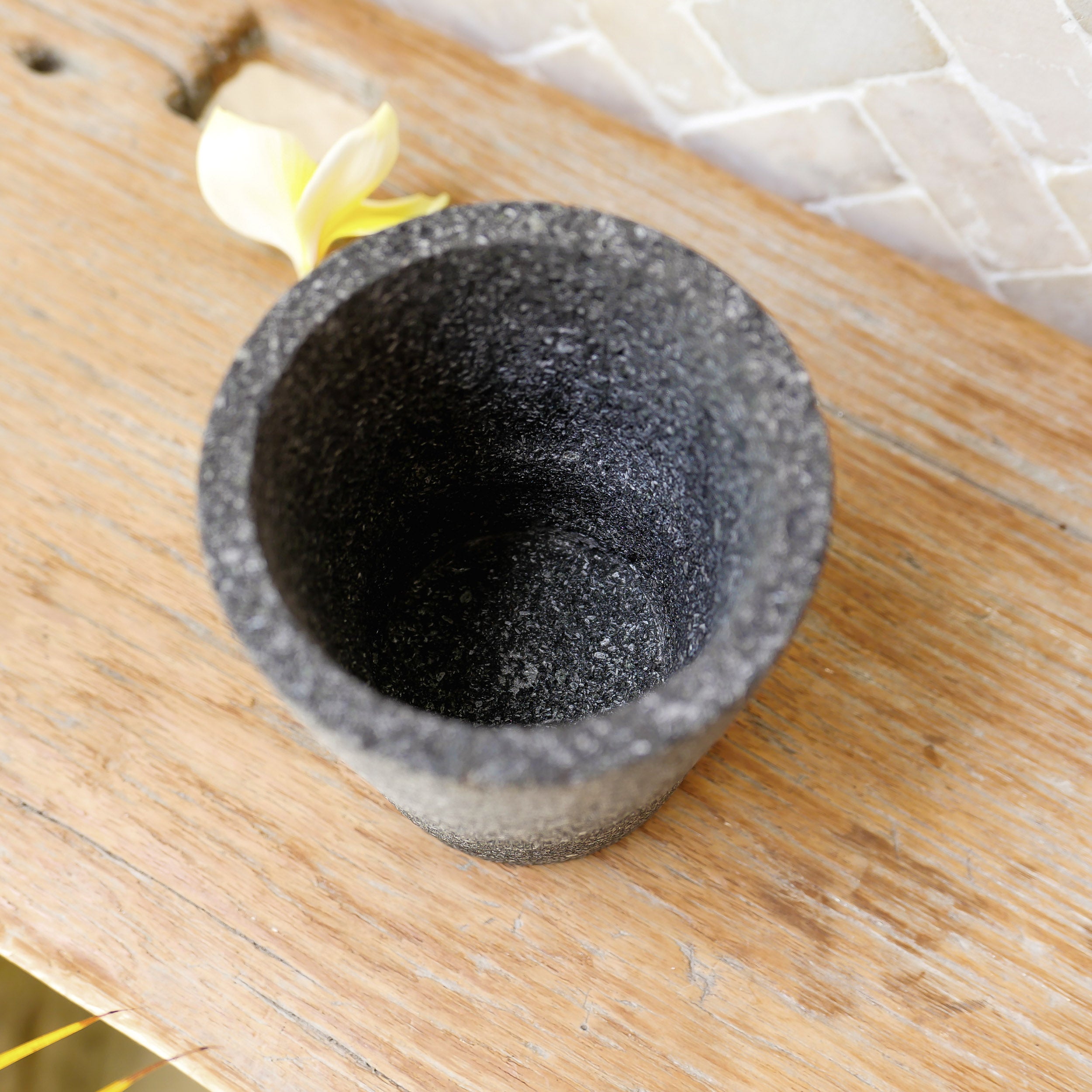 Lava stone bathroom accessories set - Joglo Living