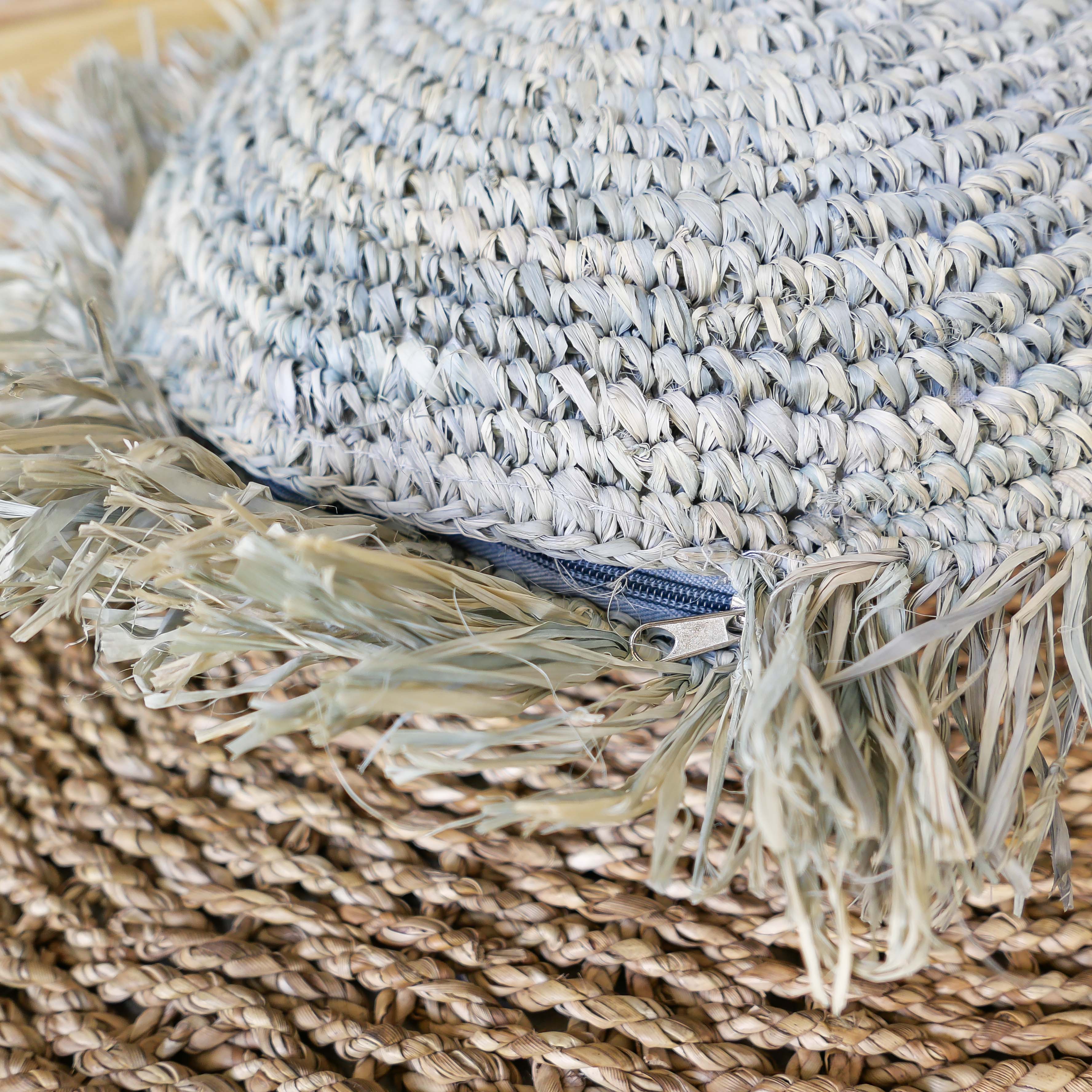 Sunda turquoise raffia pillow case - Joglo Living