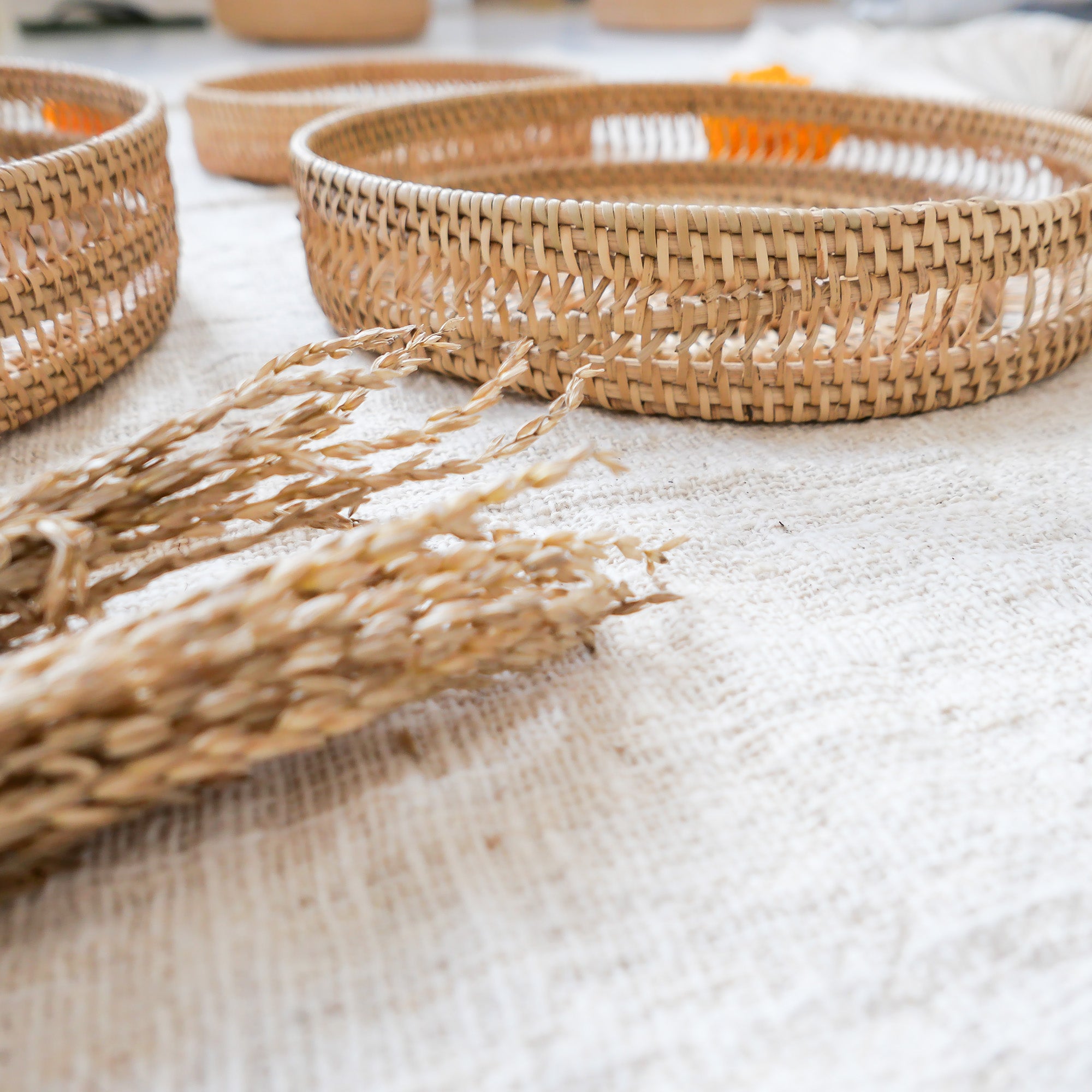 Rattan round tray set - Joglo Living