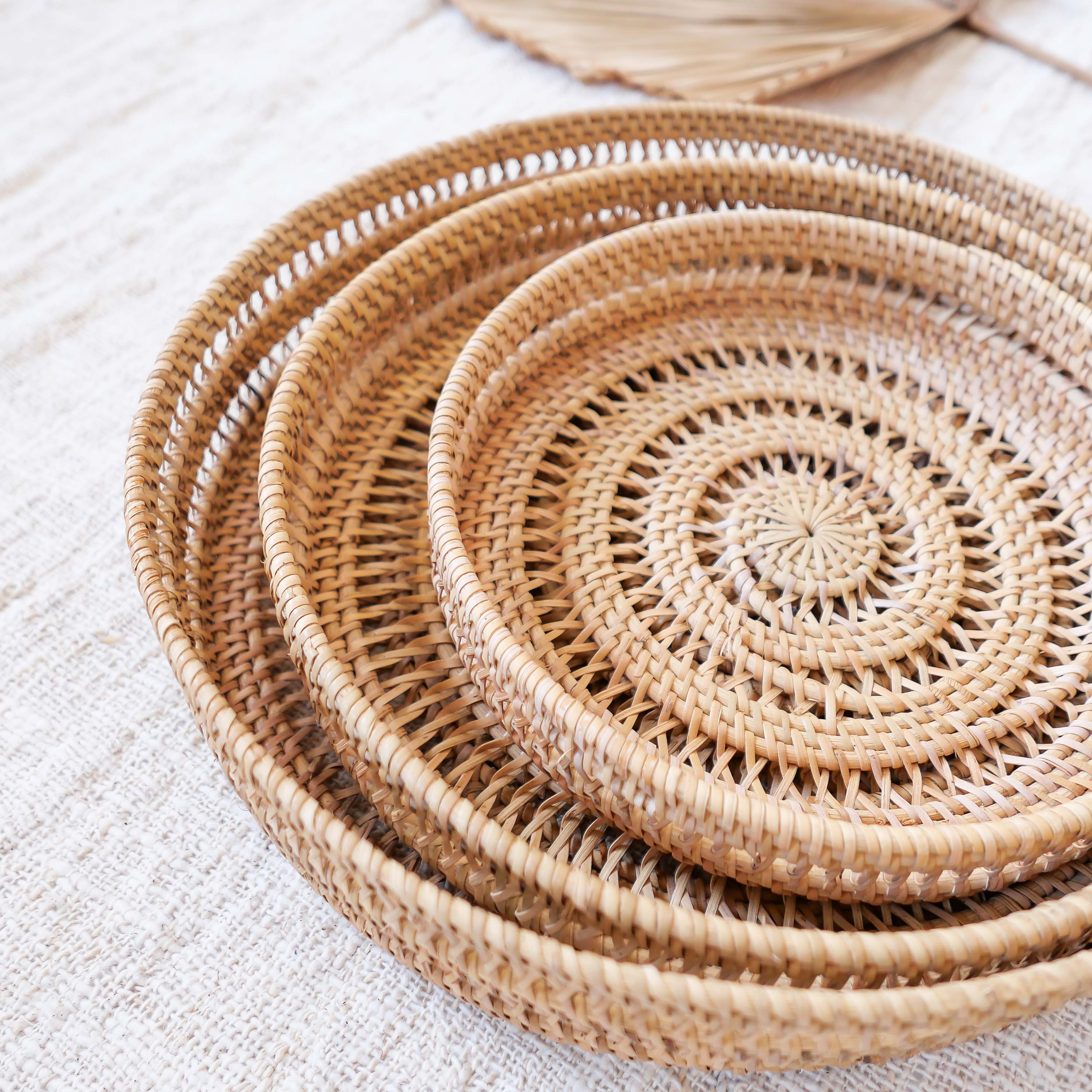 Rattan round tray set - Joglo Living
