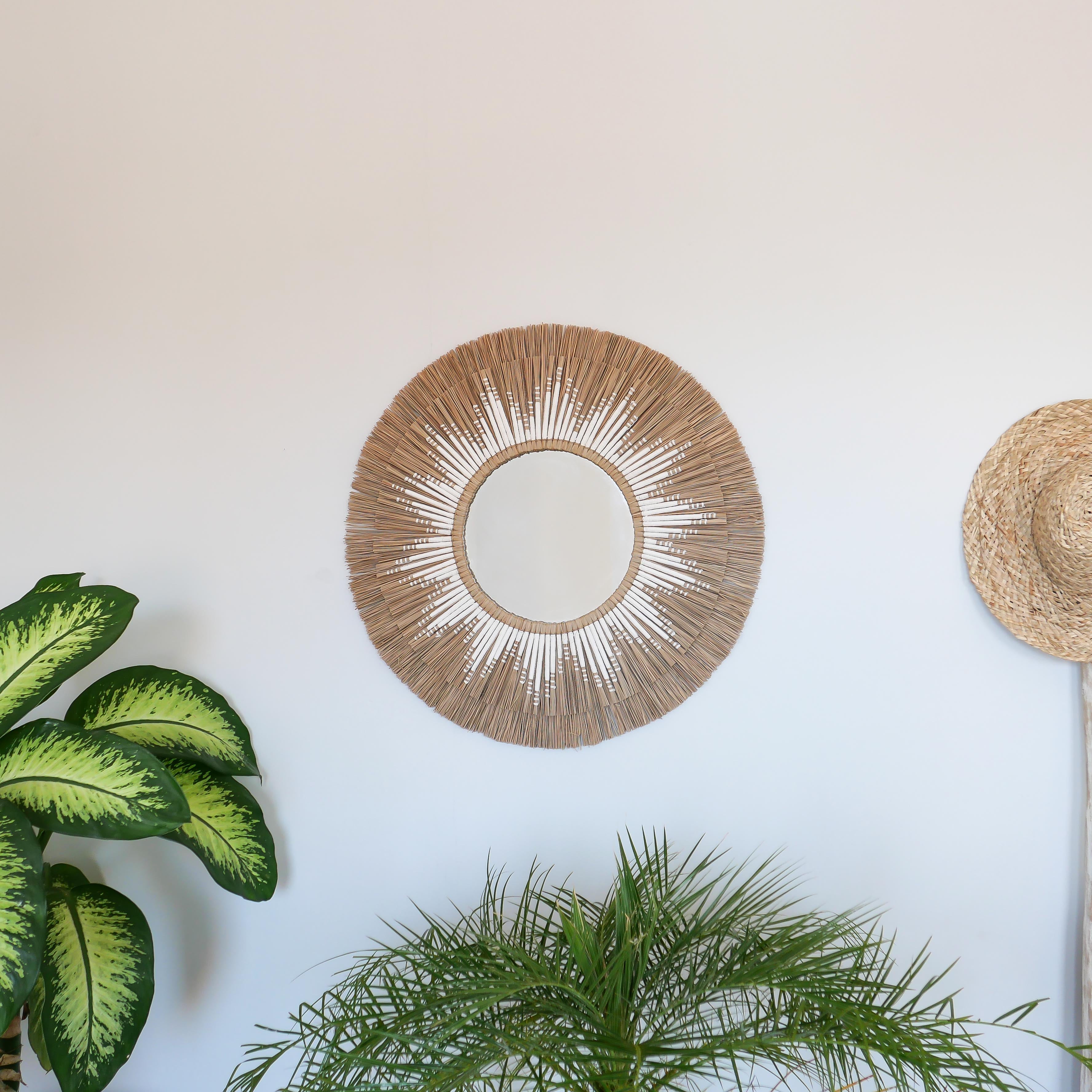 Ambon white - Raffia sun mirror - Joglo Living