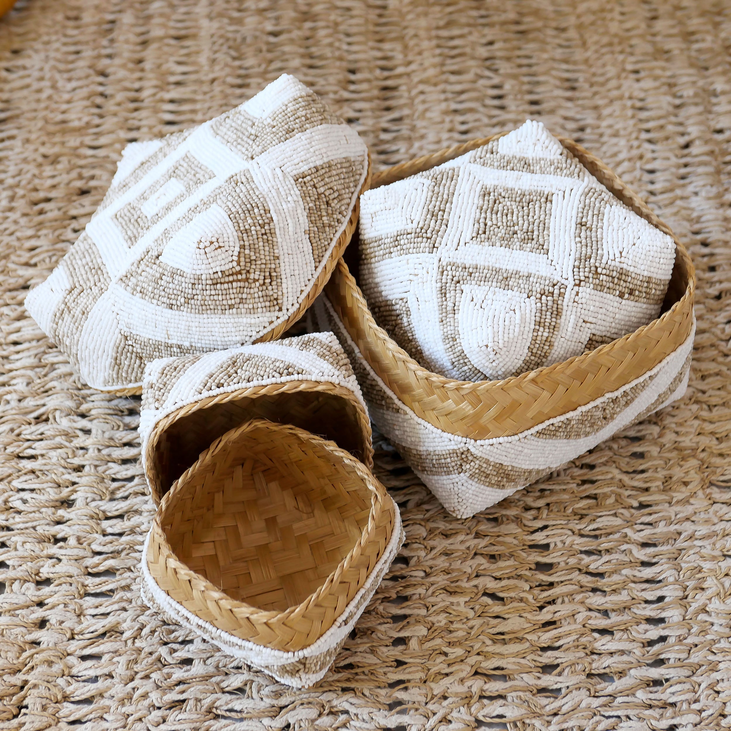 Decorative Beaded Box Set - Beaded Box Set | Joglo Living