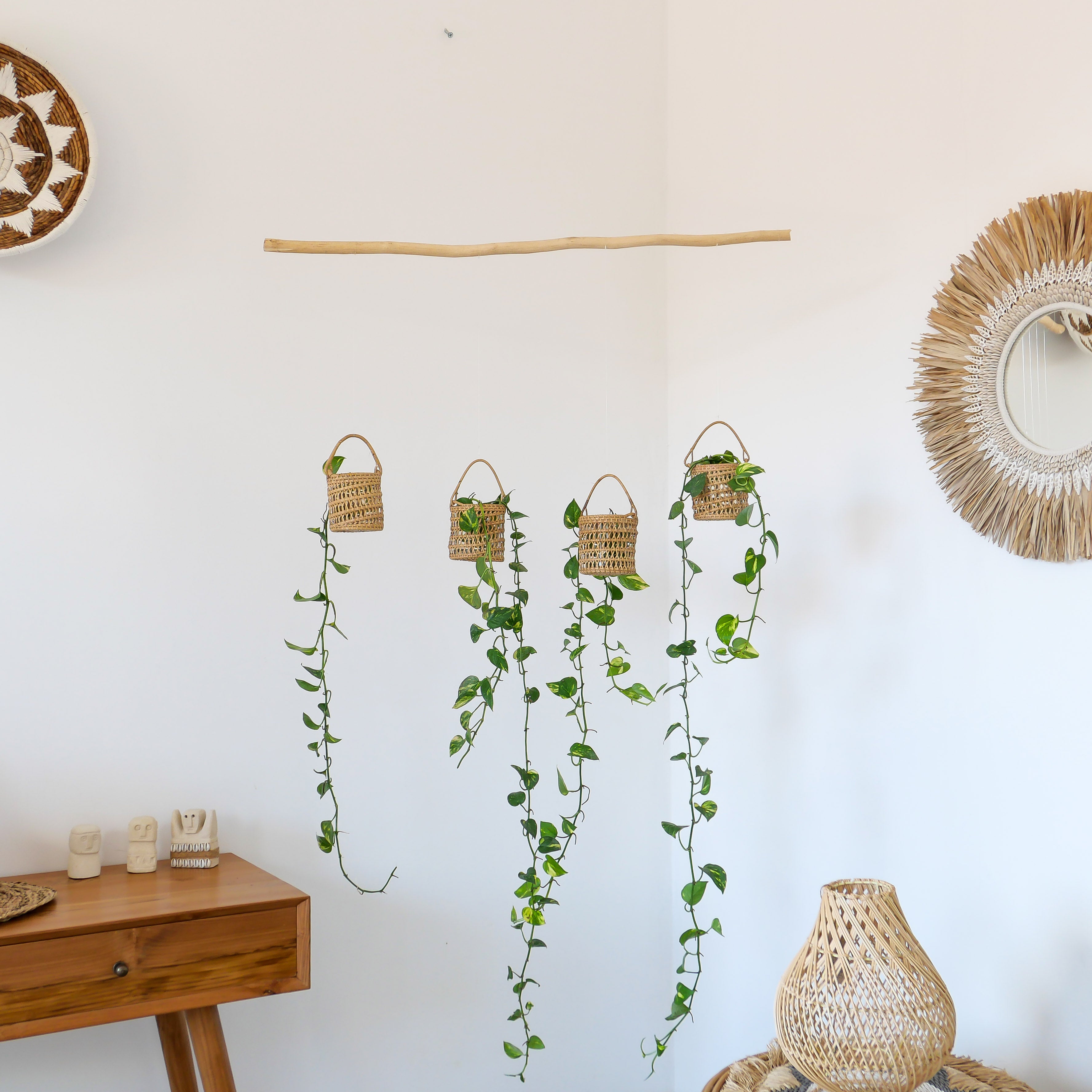 Hanging Rattan Basket Set - Basket Set | Joglo Living