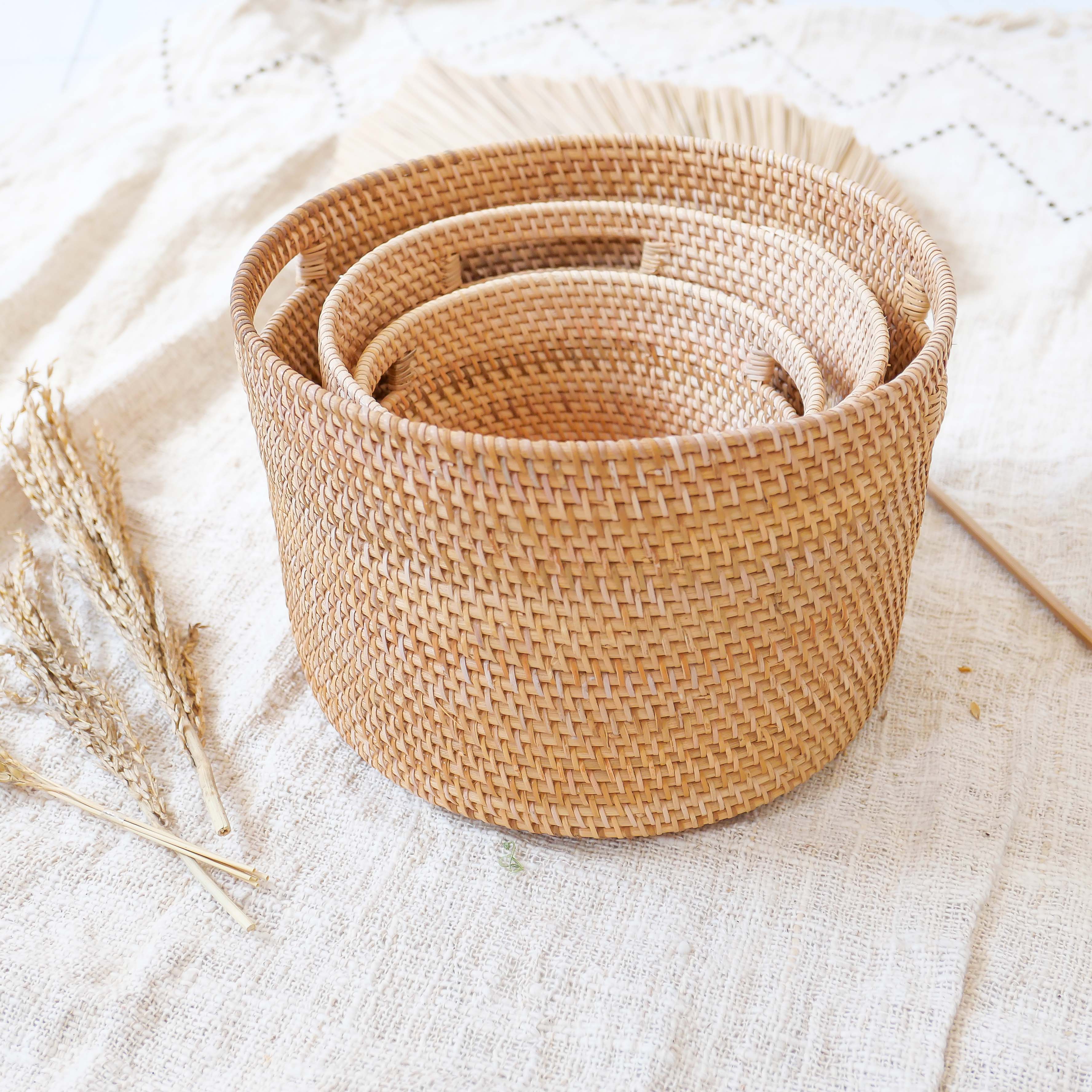 Rattan basket set - Joglo Living