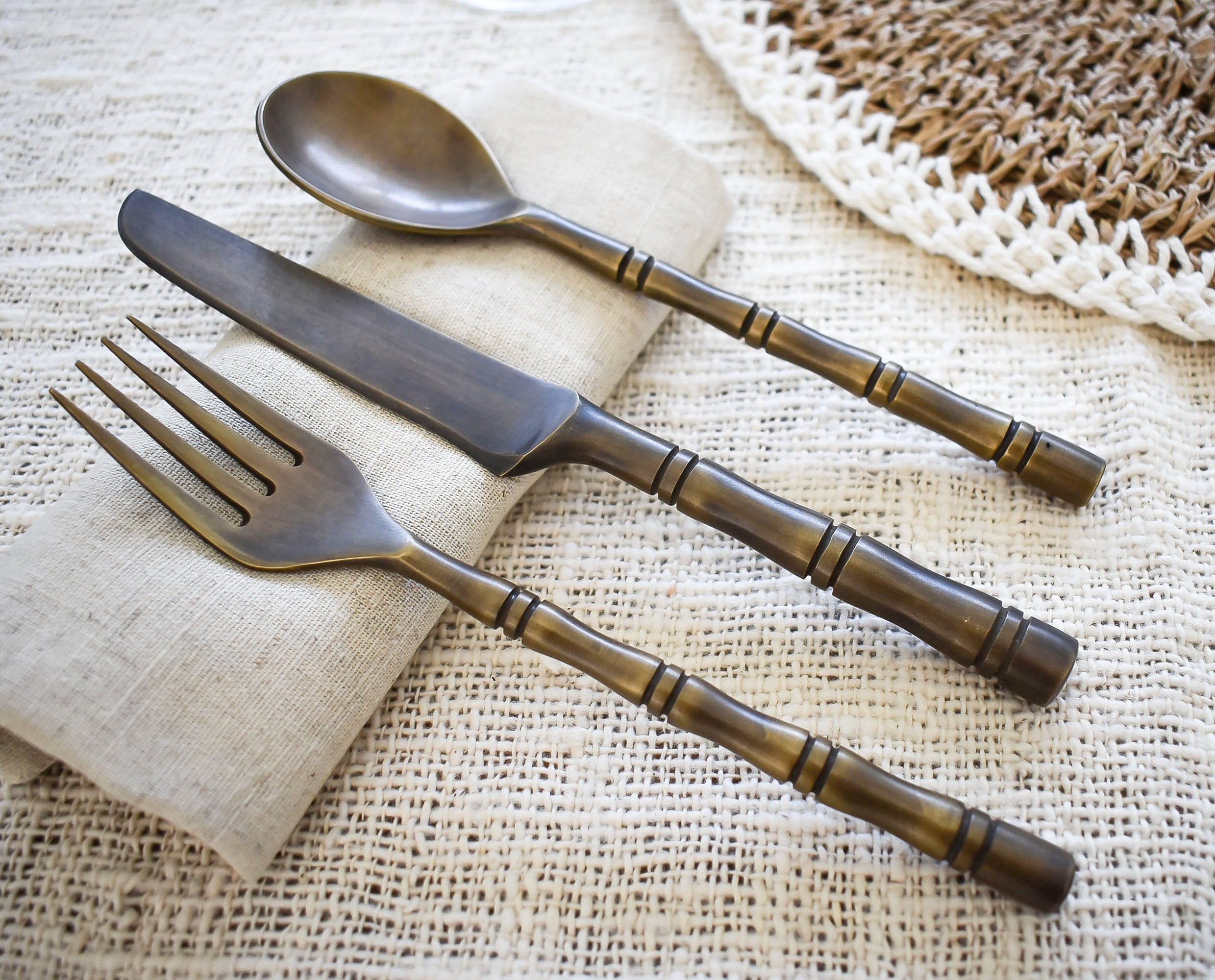 Brass cutlery set 001 - matte vintage
