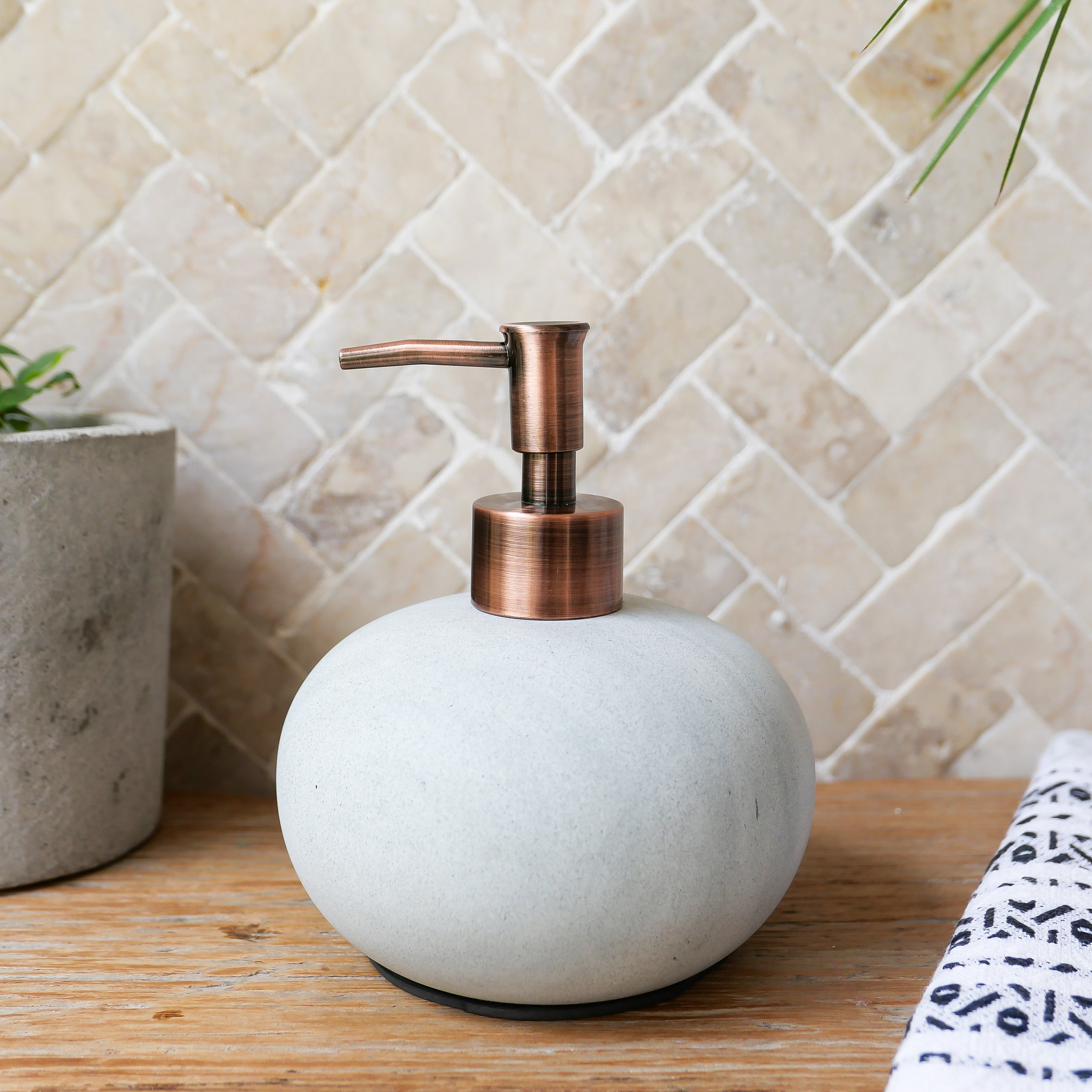 Zeolite stone oval soap dispenser - Joglo Living